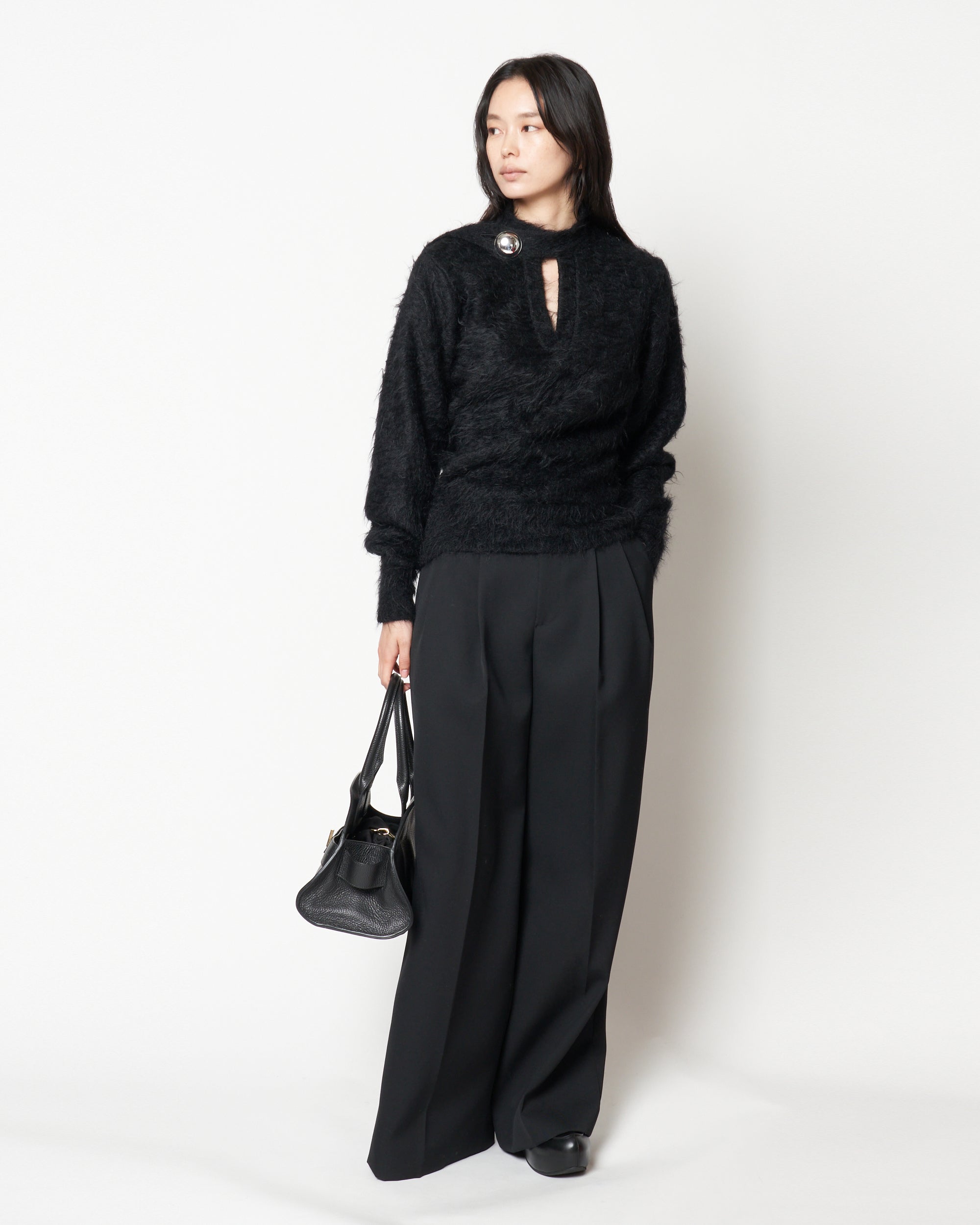 IRENA - MOHAIR KNIT BUTTON TOP