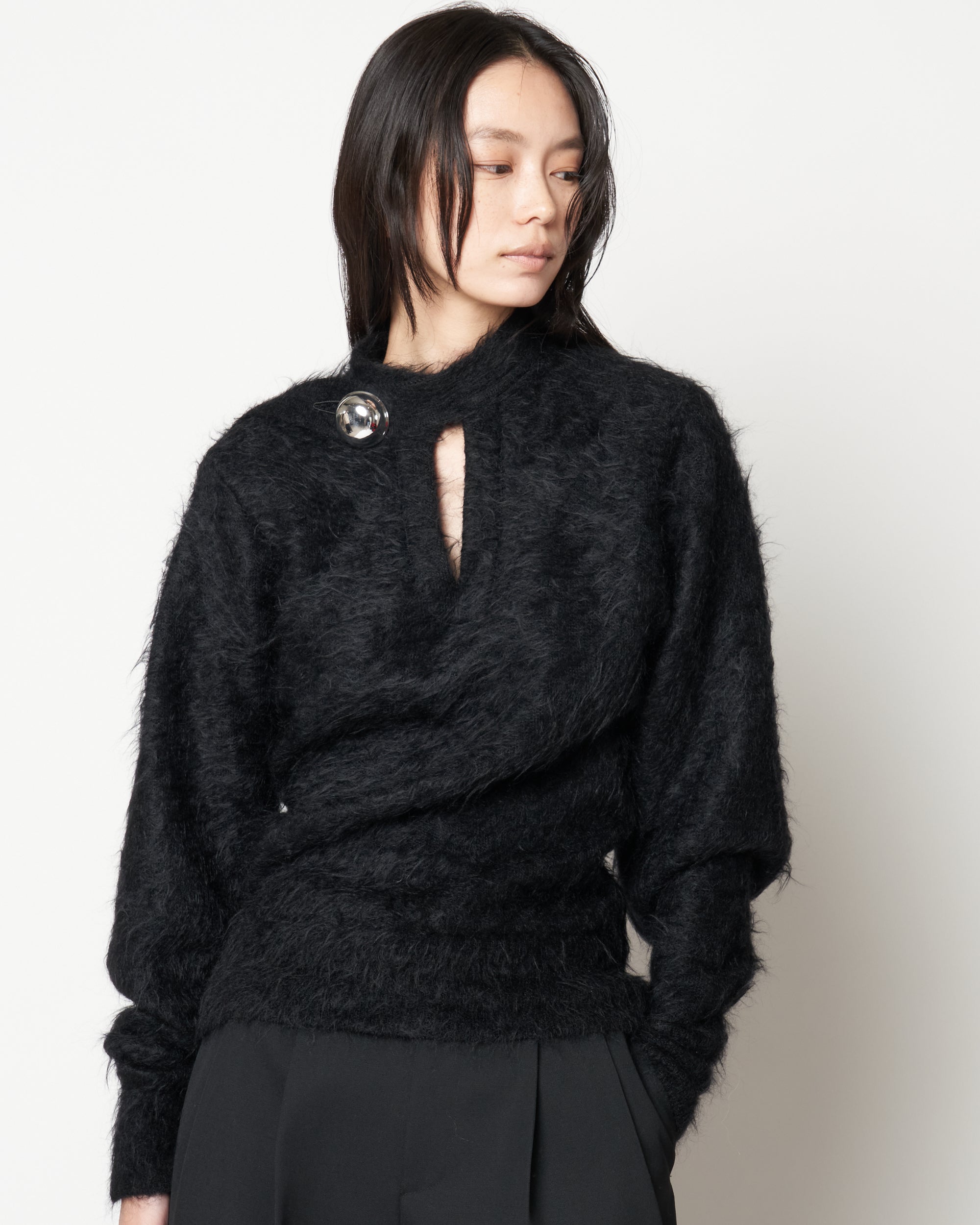 IRENA - MOHAIR KNIT BUTTON TOP
