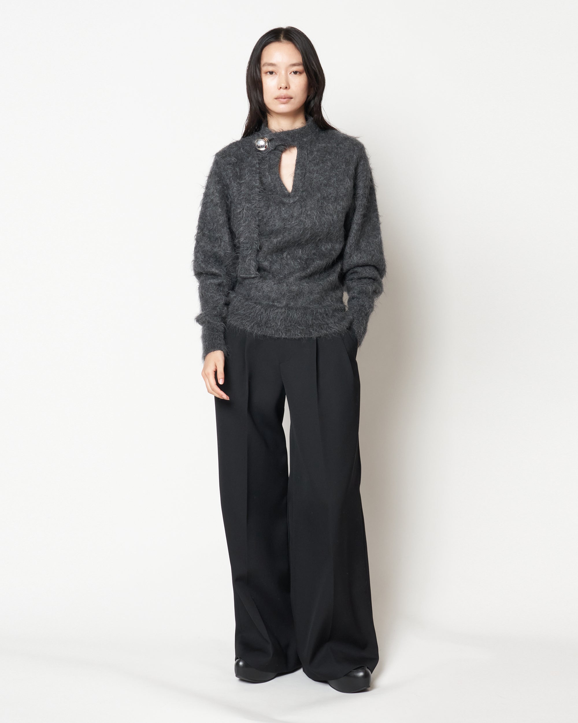 IRENA - MOHAIR KNIT BUTTON TOP