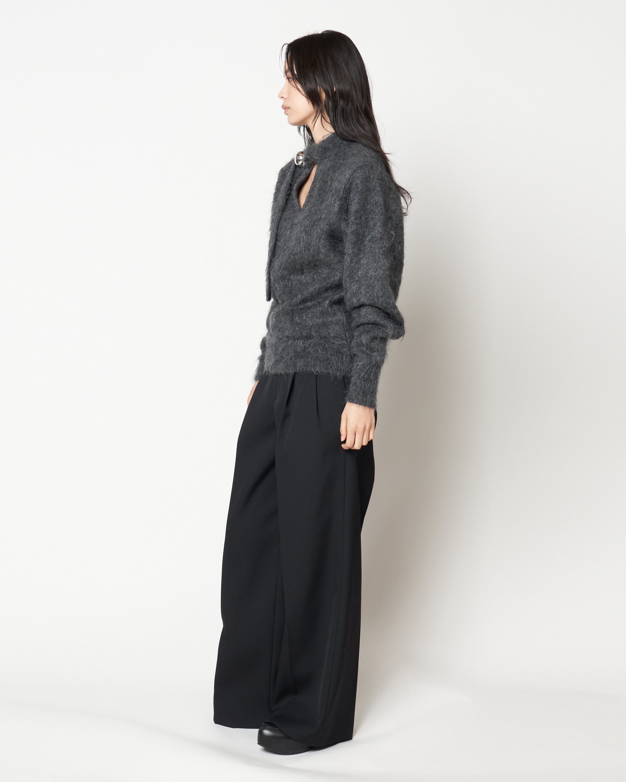 IRENA - MOHAIR KNIT BUTTON TOP