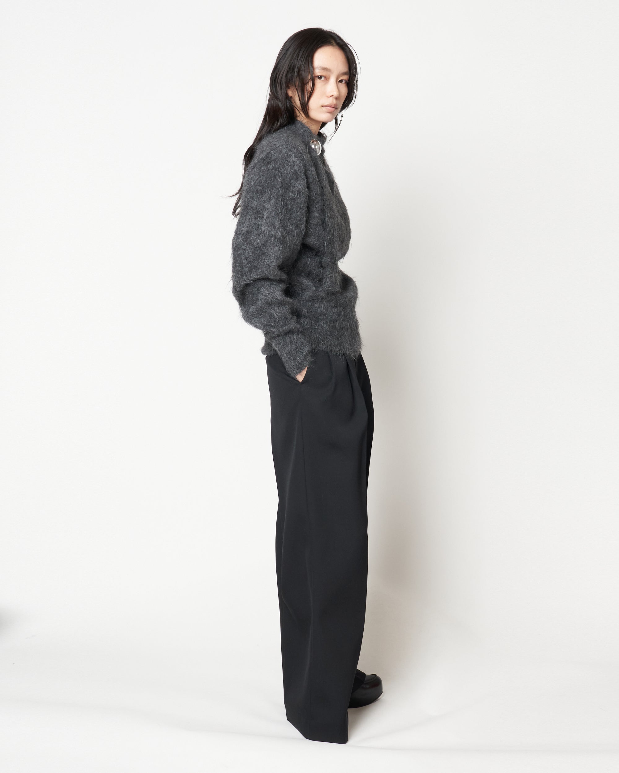 IRENA - MOHAIR KNIT BUTTON TOP