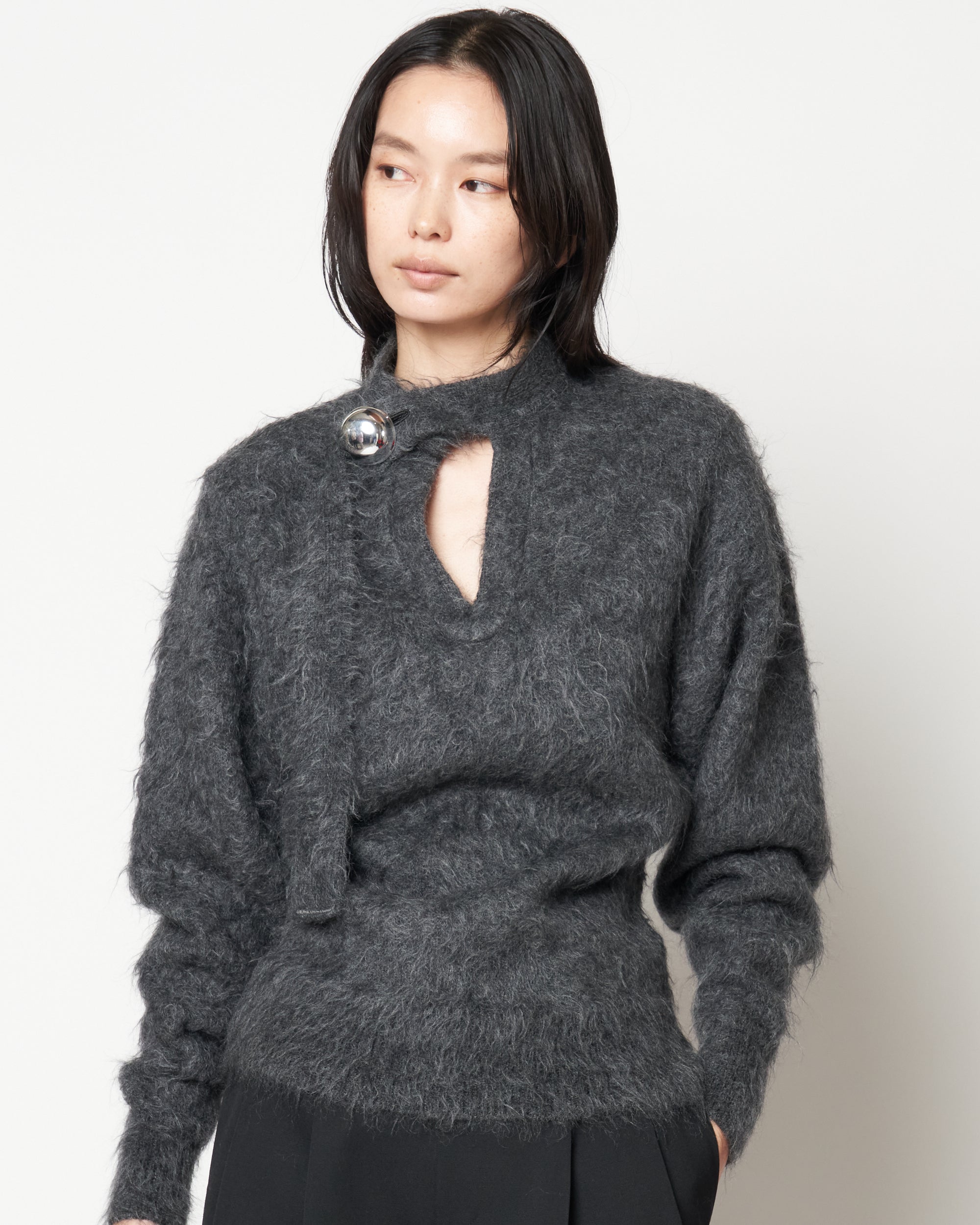 IRENA - MOHAIR KNIT BUTTON TOP