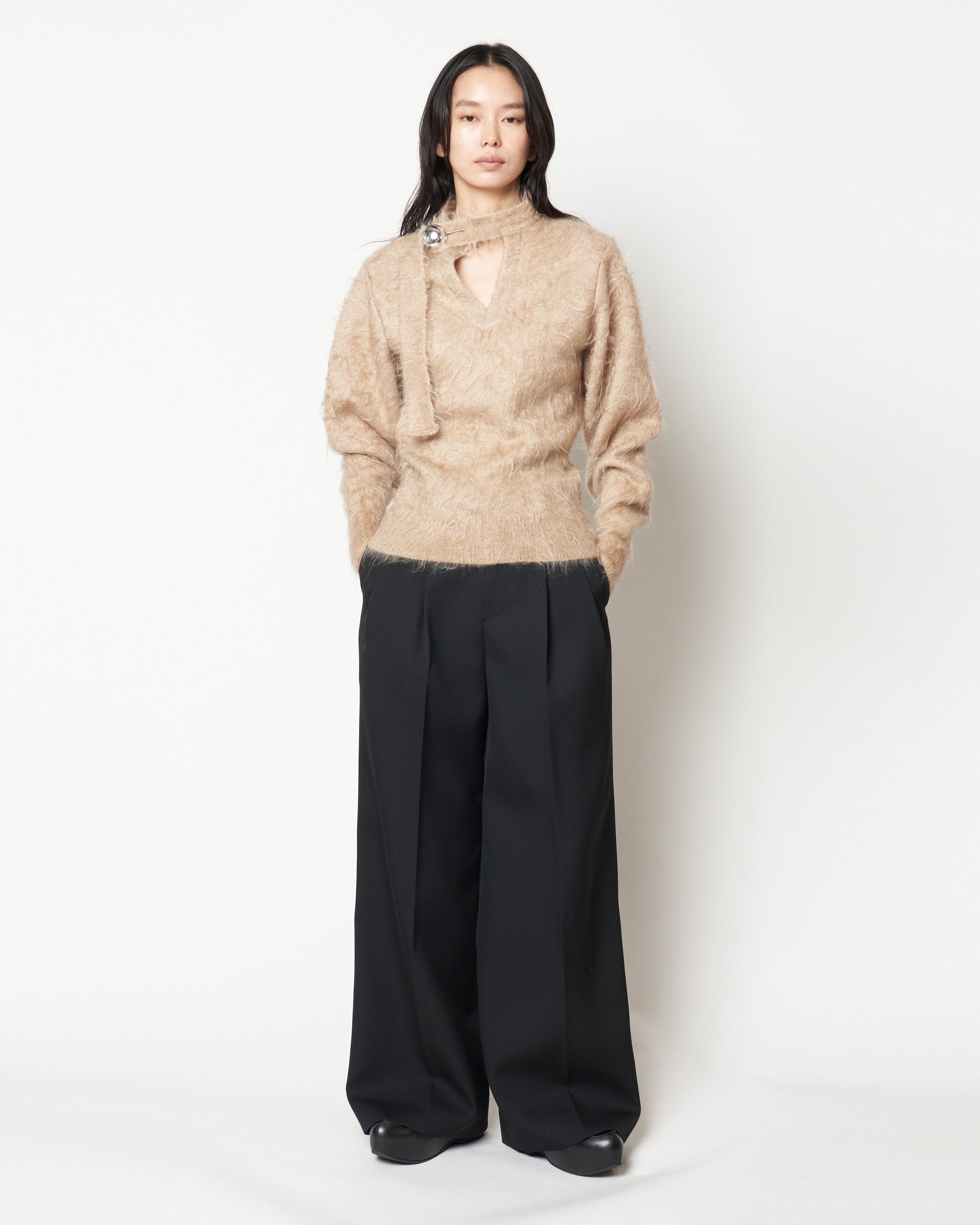 IRENA - MOHAIR KNIT BUTTON TOP