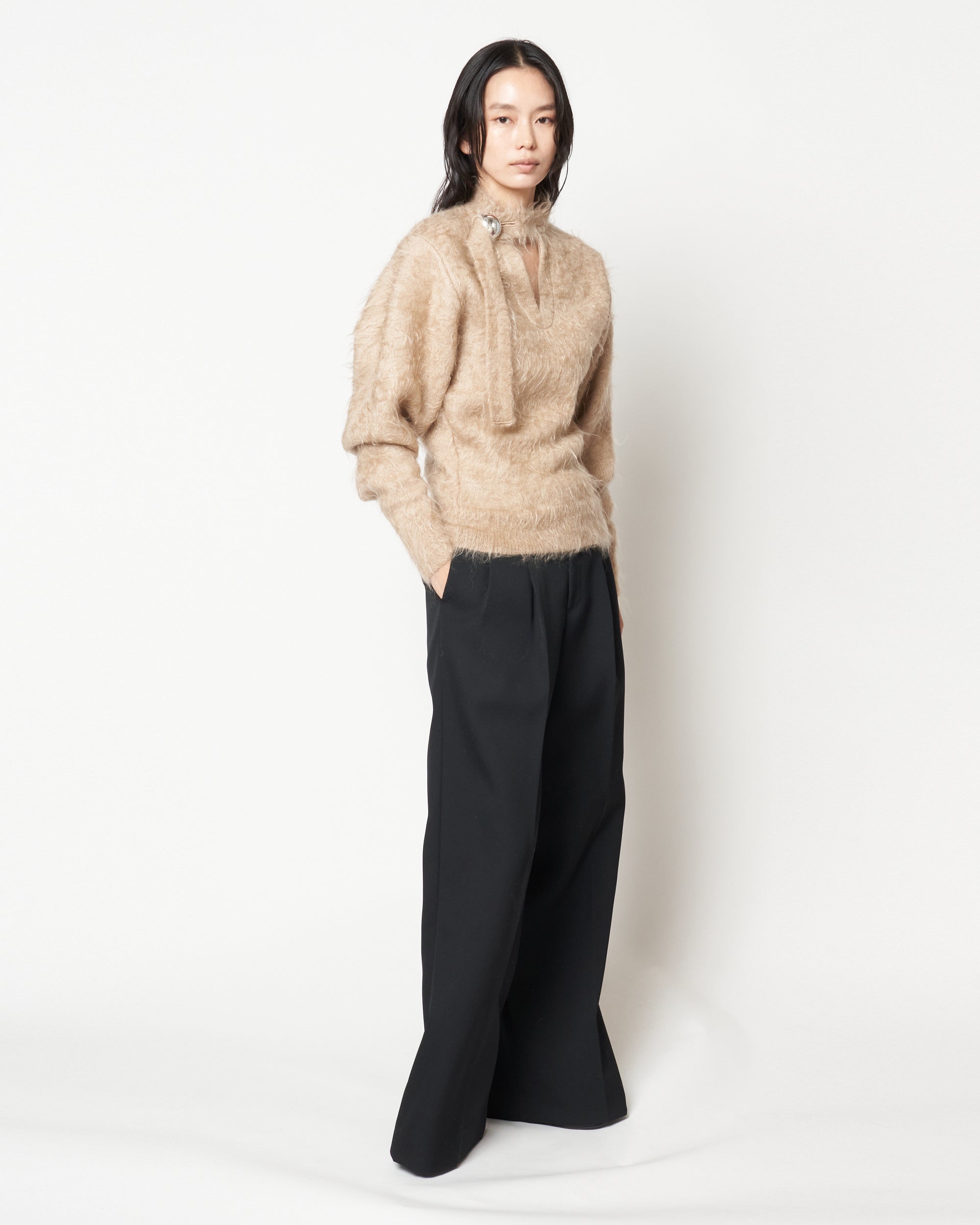 IRENA - MOHAIR KNIT BUTTON TOP