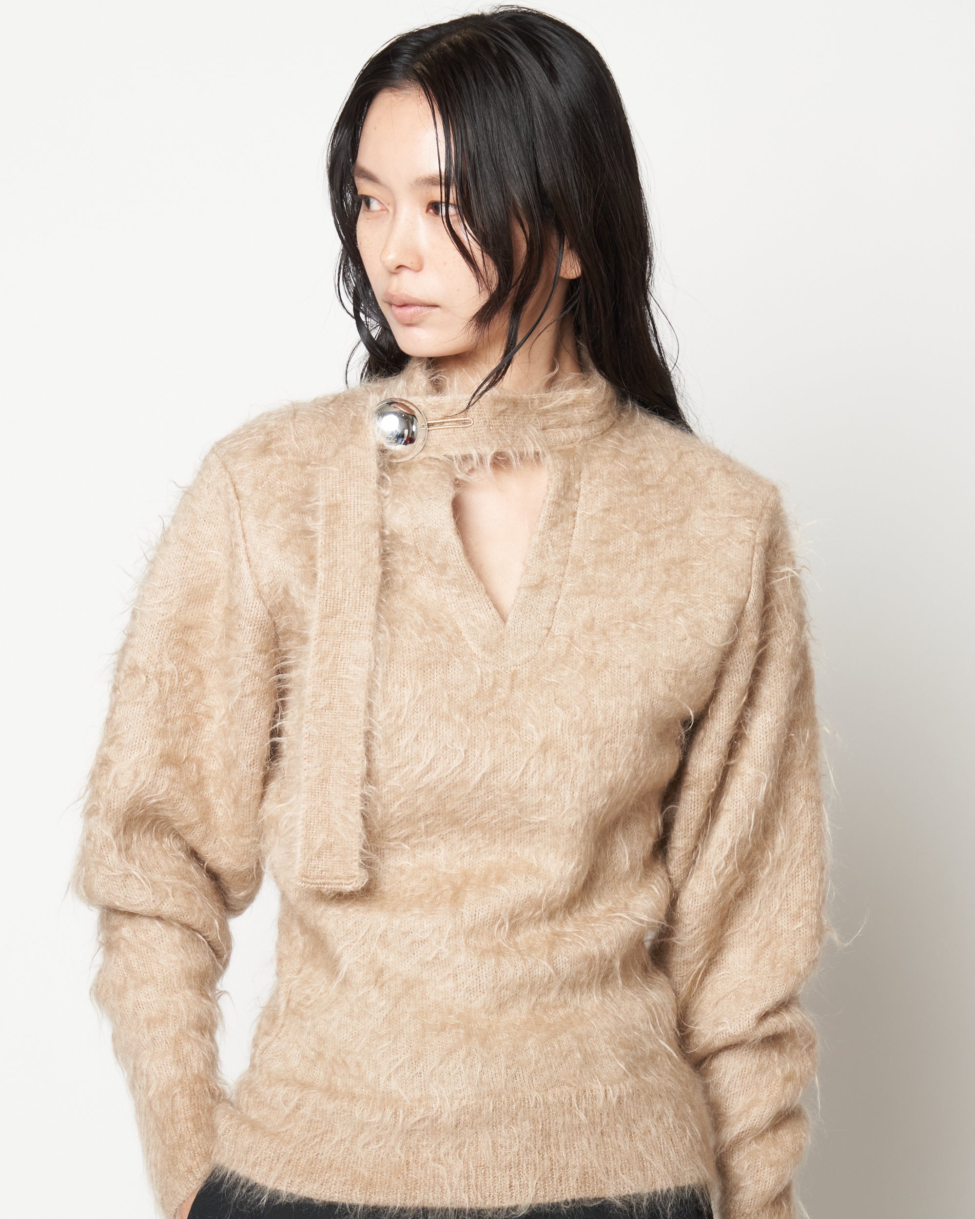 IRENA - MOHAIR KNIT BUTTON TOP