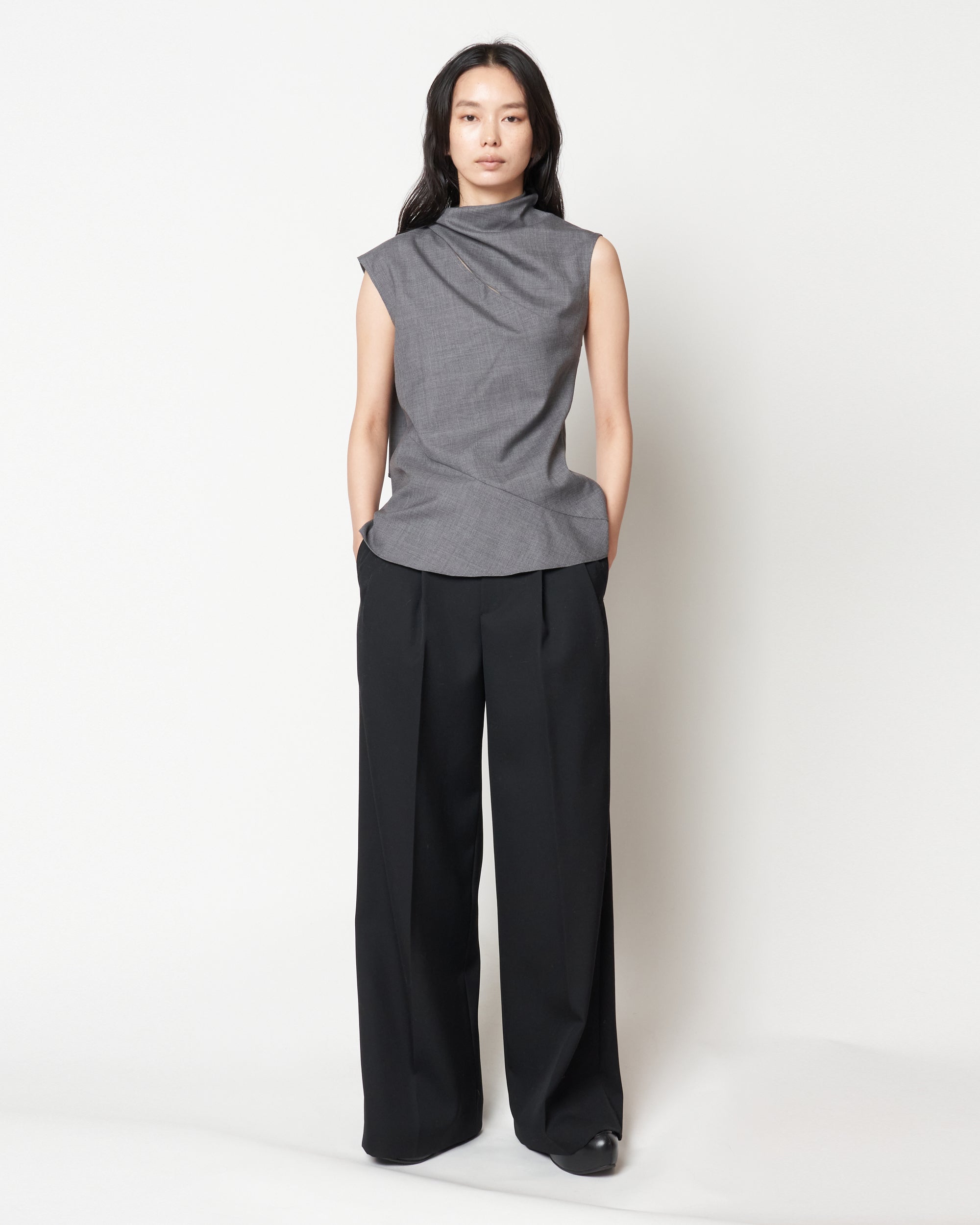 MARY - WOOL SCARF NECK TOP