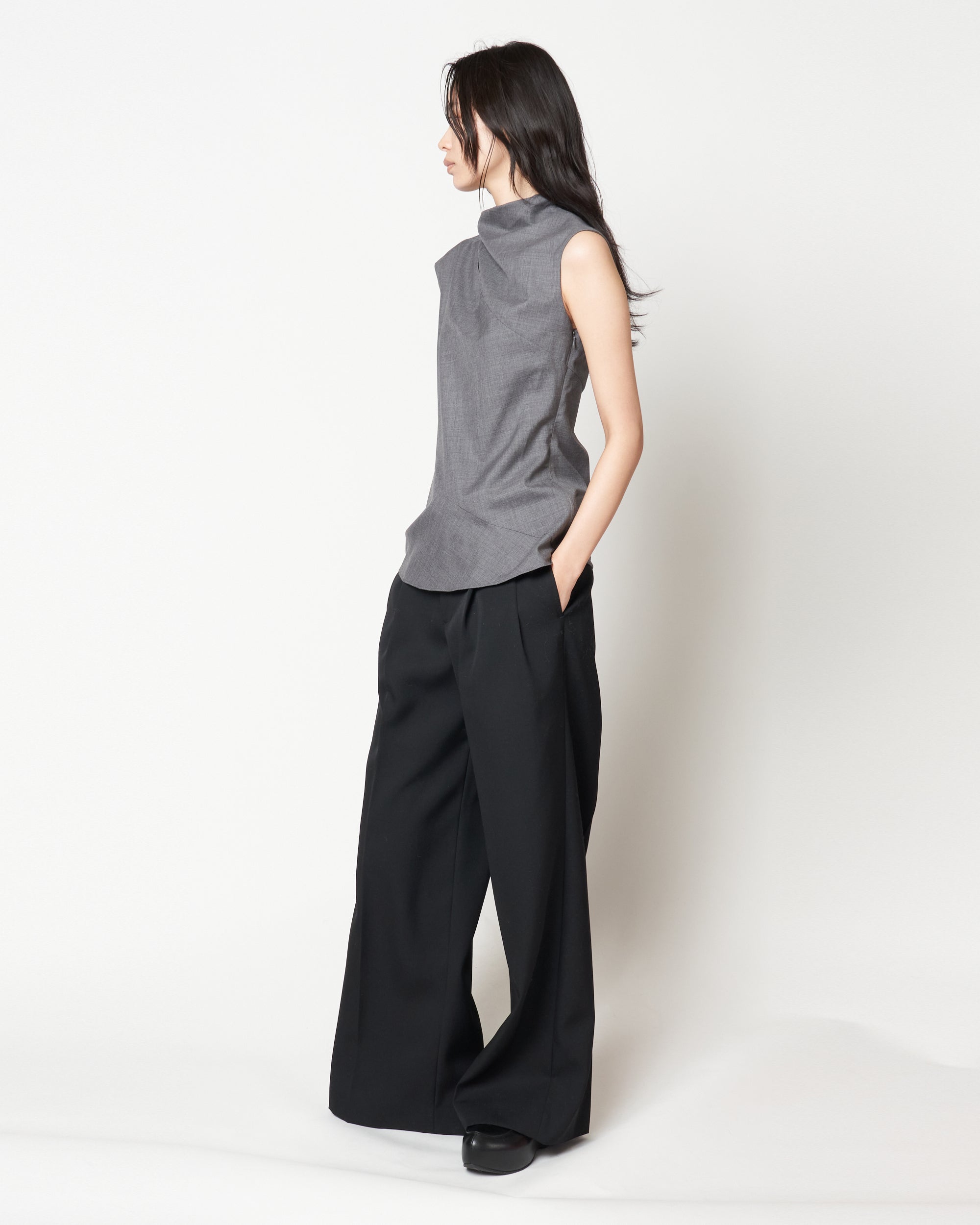 MARY - WOOL SCARF NECK TOP