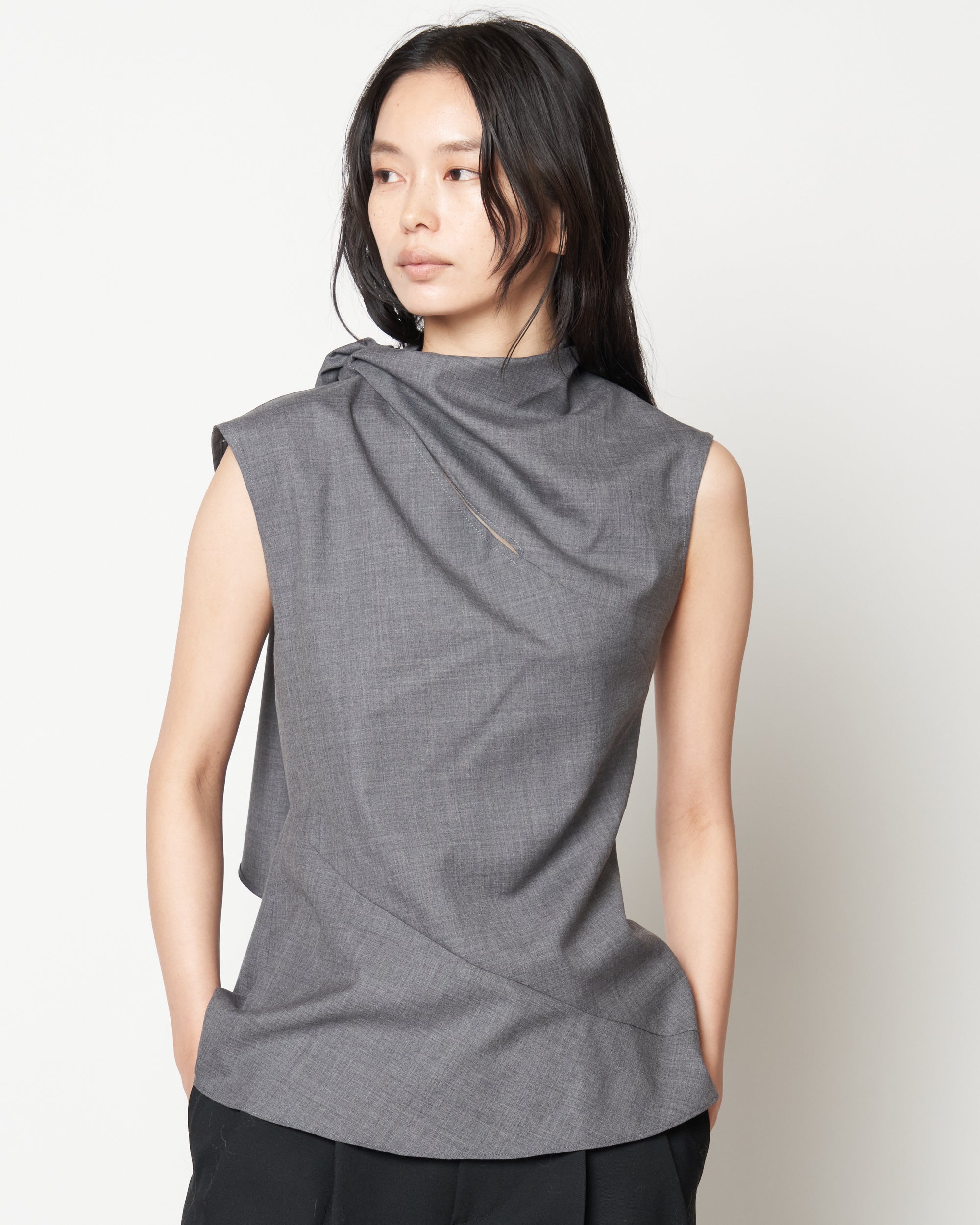 MARY - WOOL SCARF NECK TOP