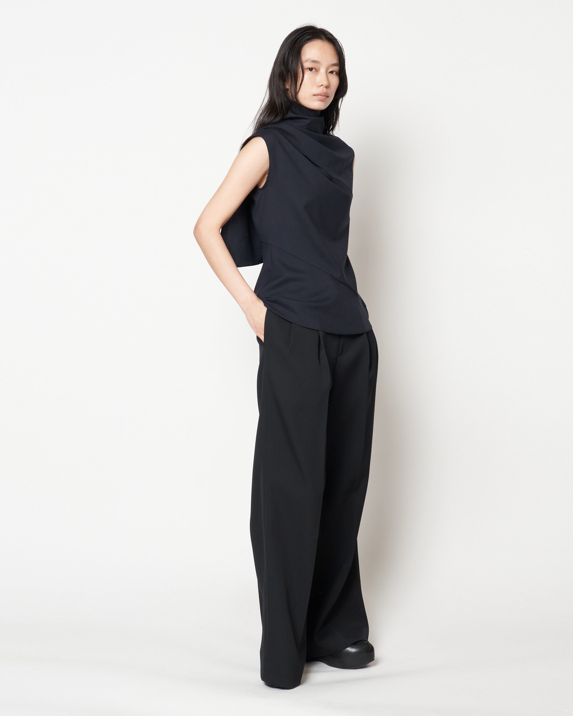 MARY - WOOL SCARF NECK TOP