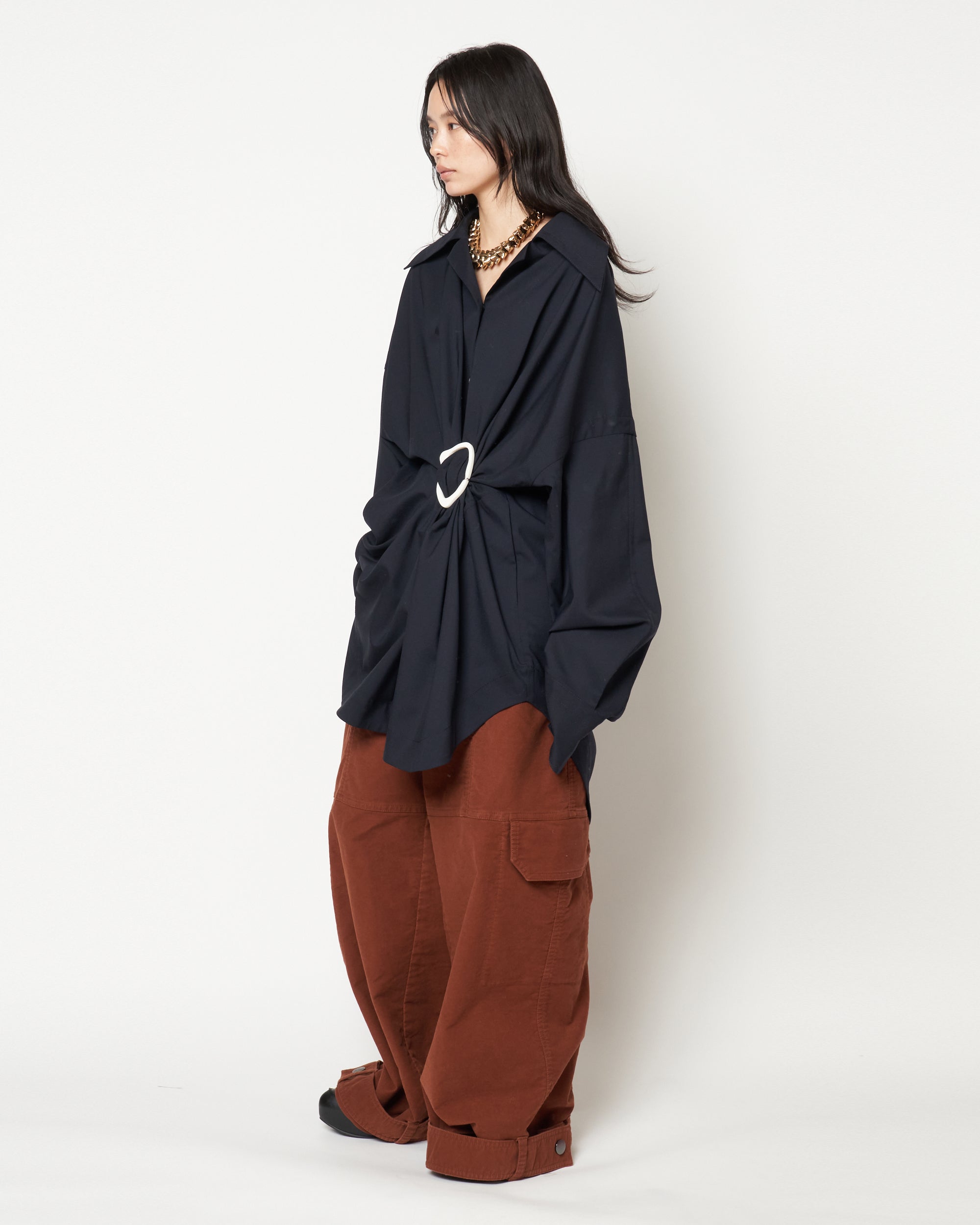 MARIALUISA - WOOL GATHERED SHIRT WITH BUCKLE