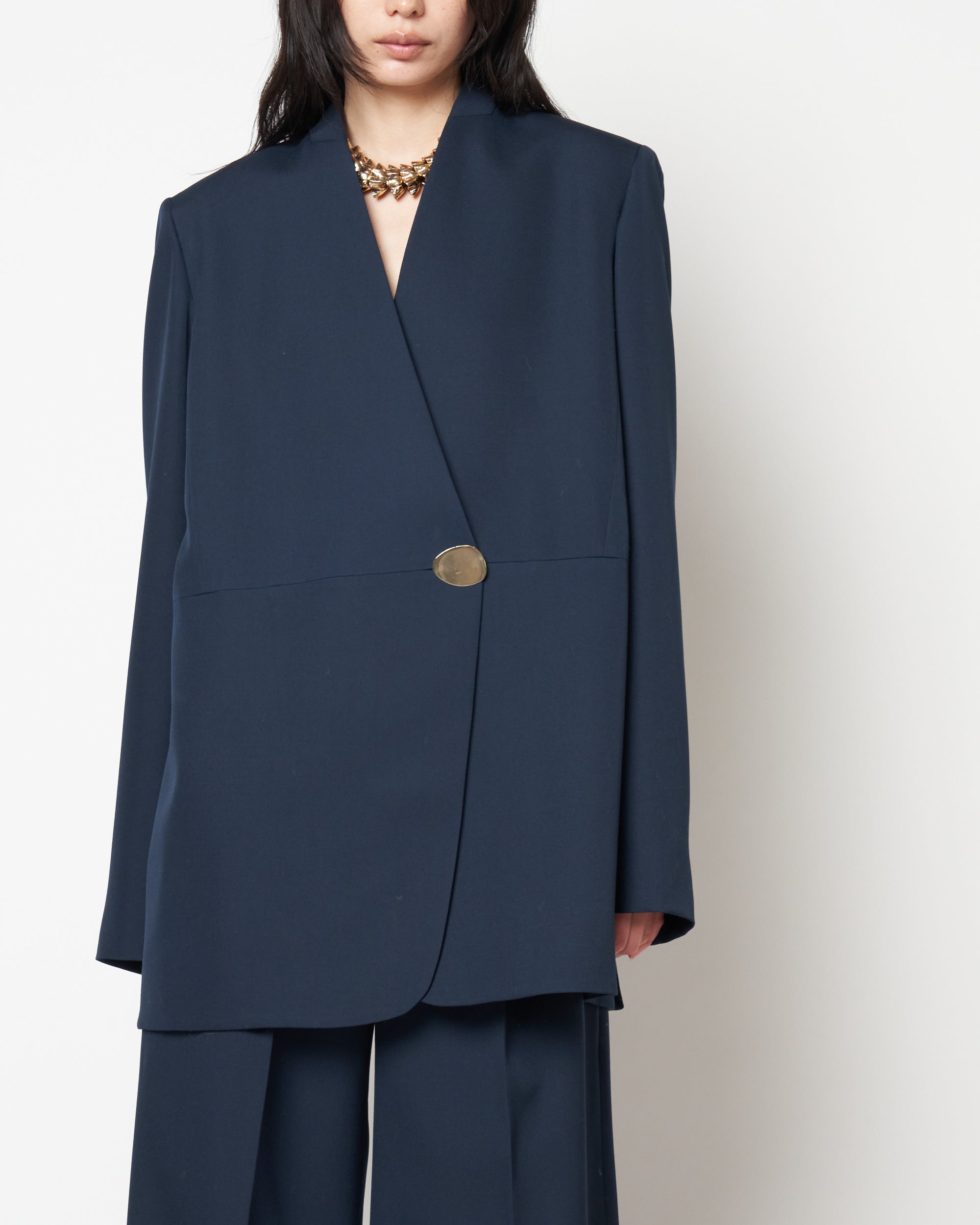 HARU - COLLARLESS WOOL TAILORED BLAZER