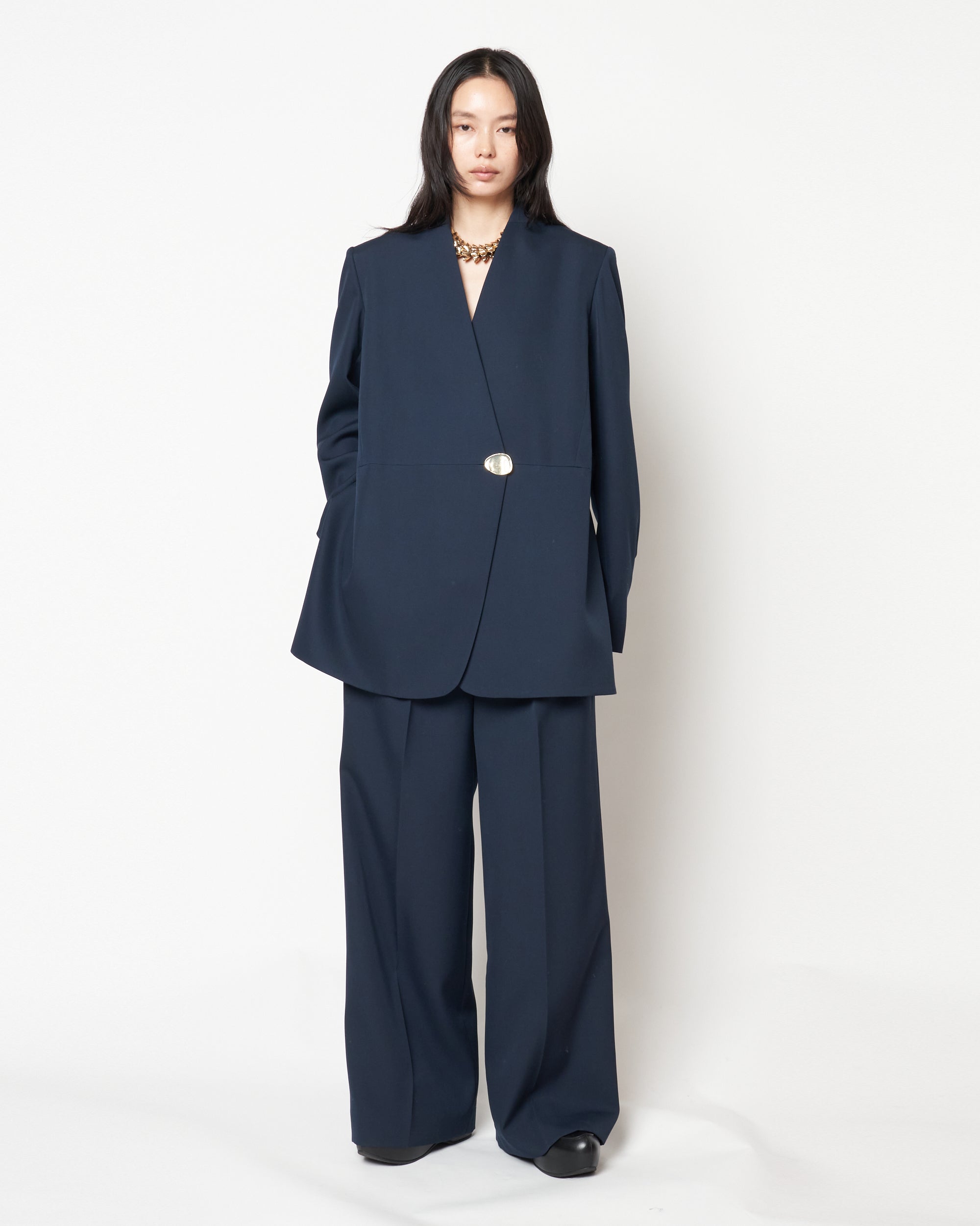 HARU - COLLARLESS WOOL TAILORED BLAZER