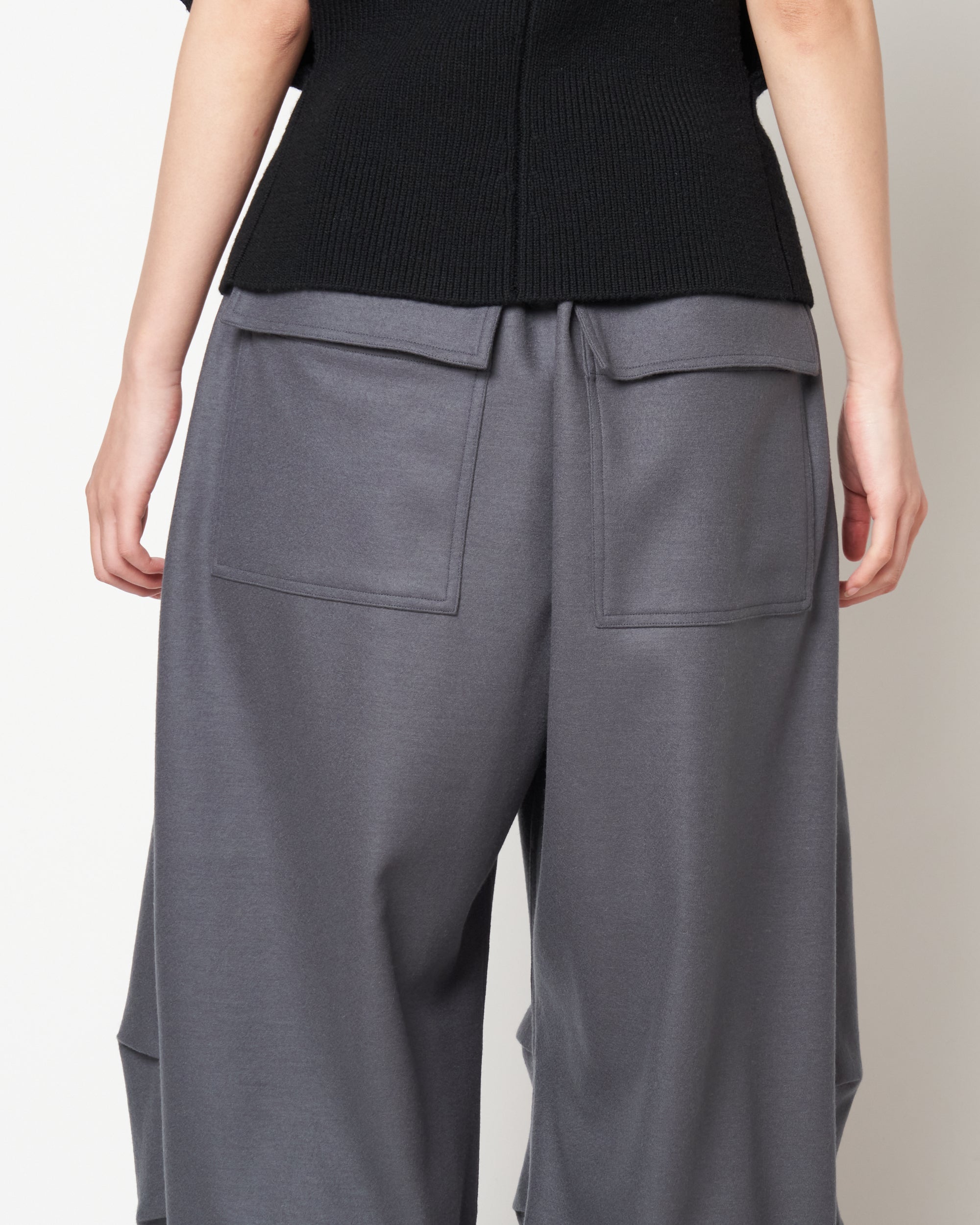 MONICA - WOOL TUCK WIDE PANTS