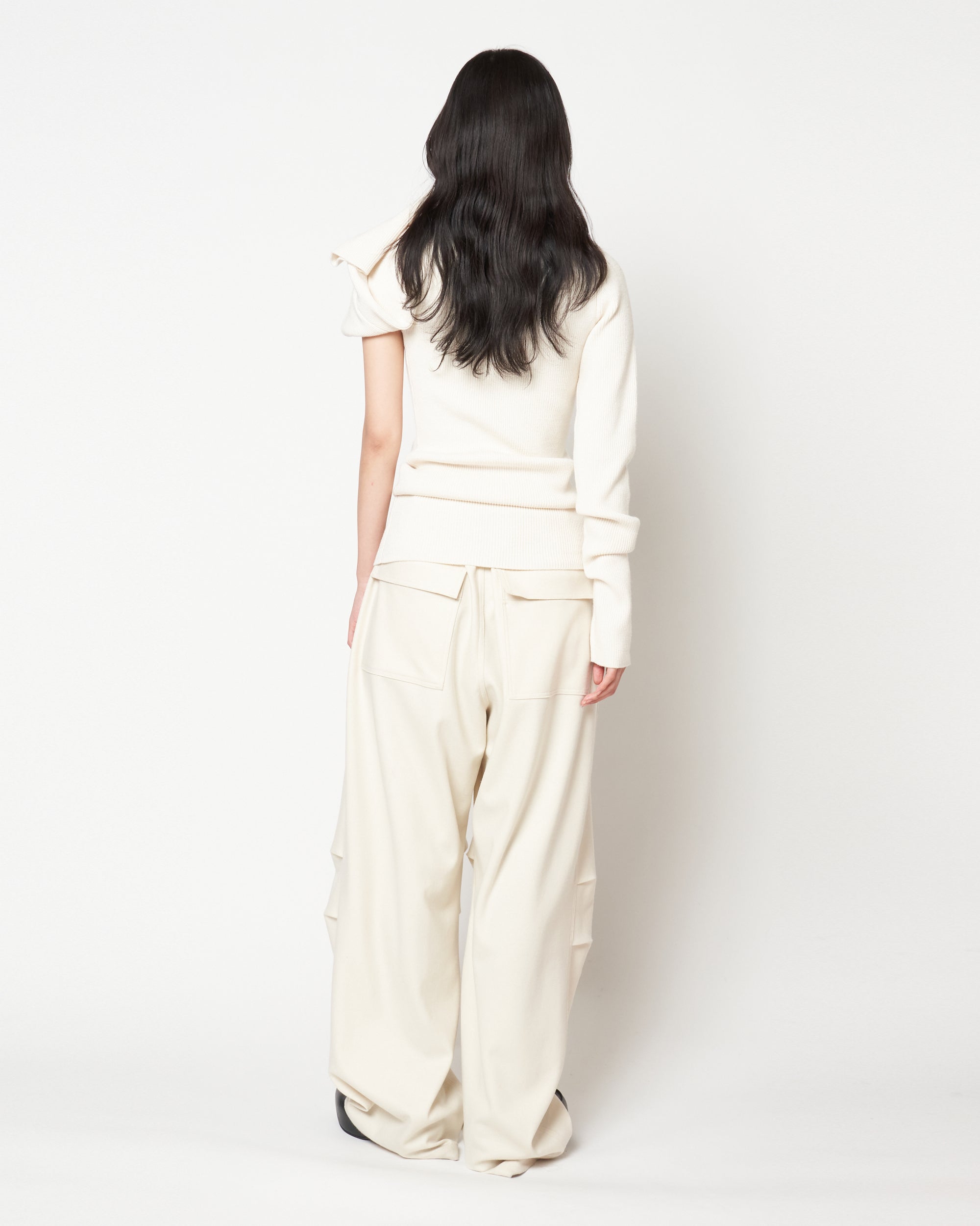 MONICA - WOOL TUCK WIDE PANTS