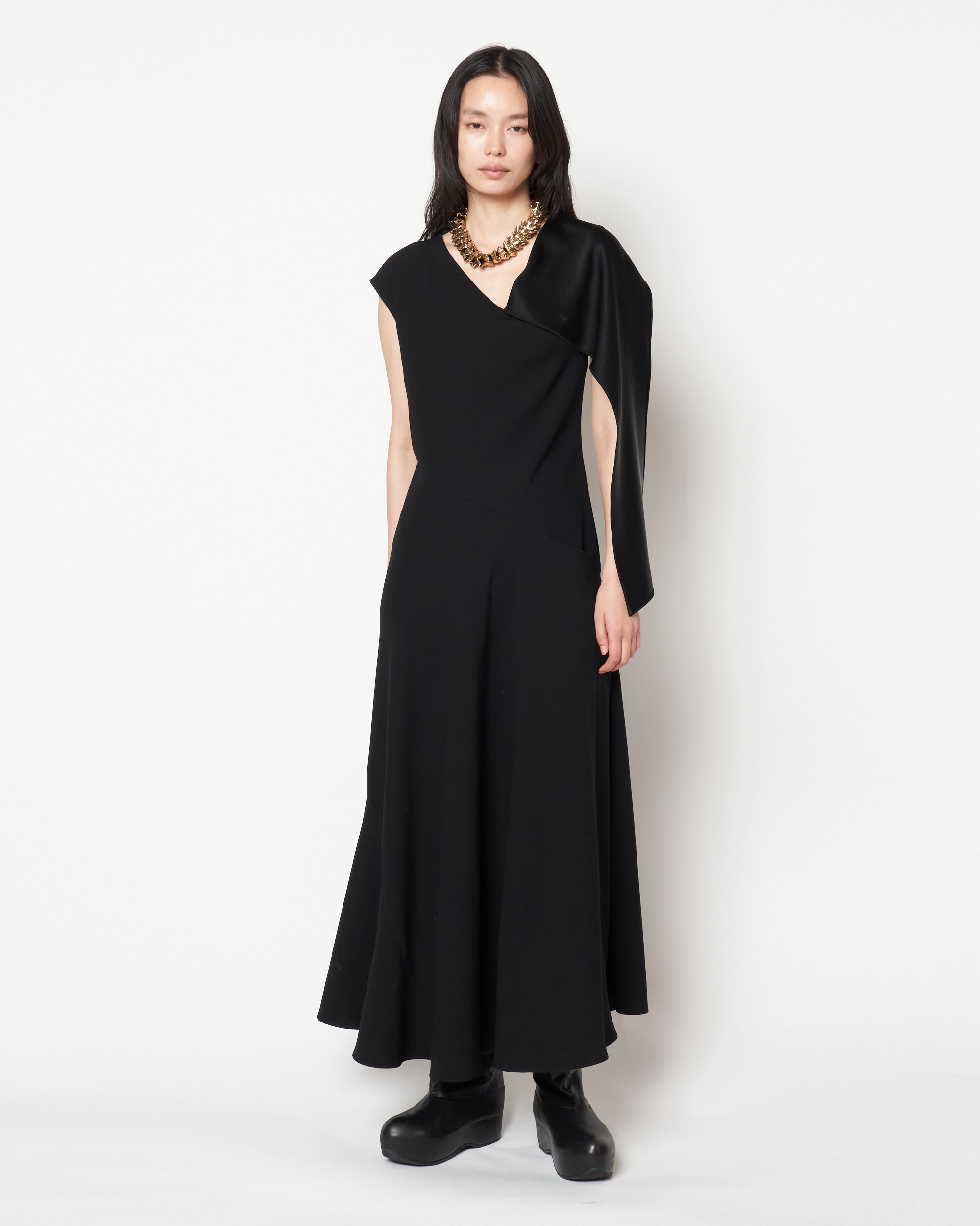 MALVINA - ACETATE SCARF NECK DRESS