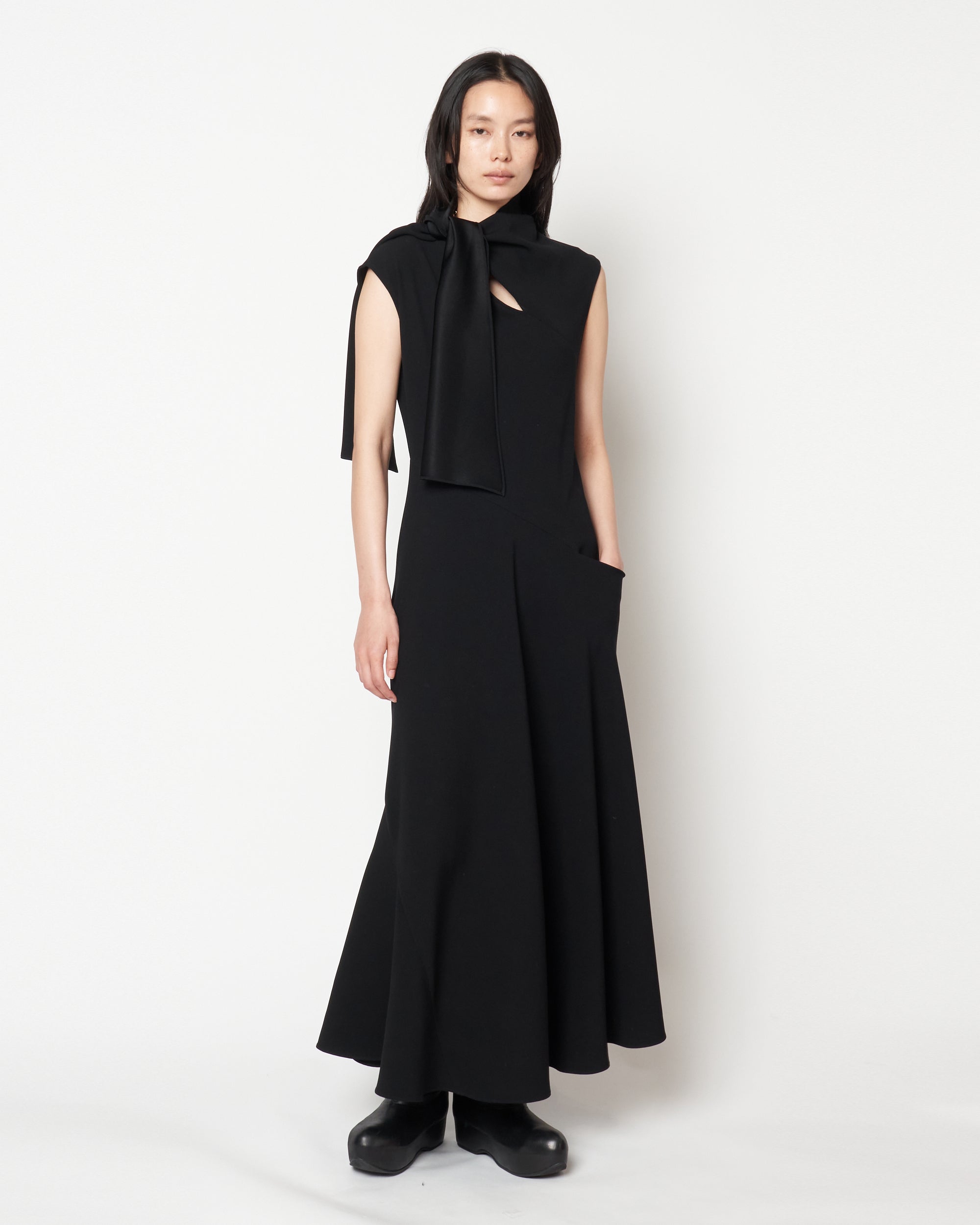 MALVINA - ACETATE SCARF NECK DRESS