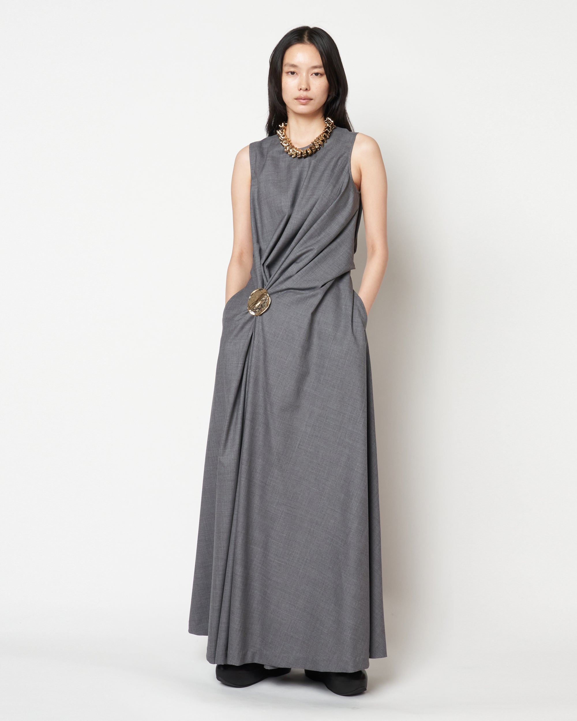 MANUELA - WOOL DRAPED DRESS