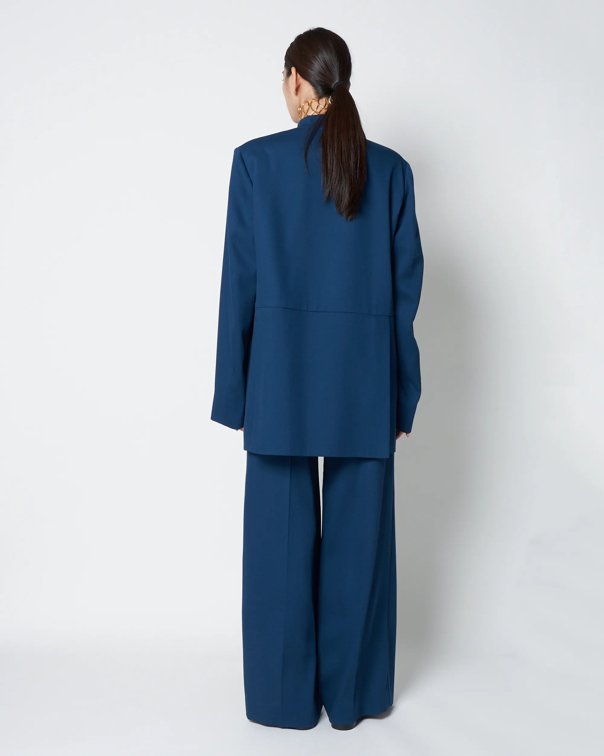 HARU - COLLARLESS SUMMER WOOL TAILORED BLAZER
