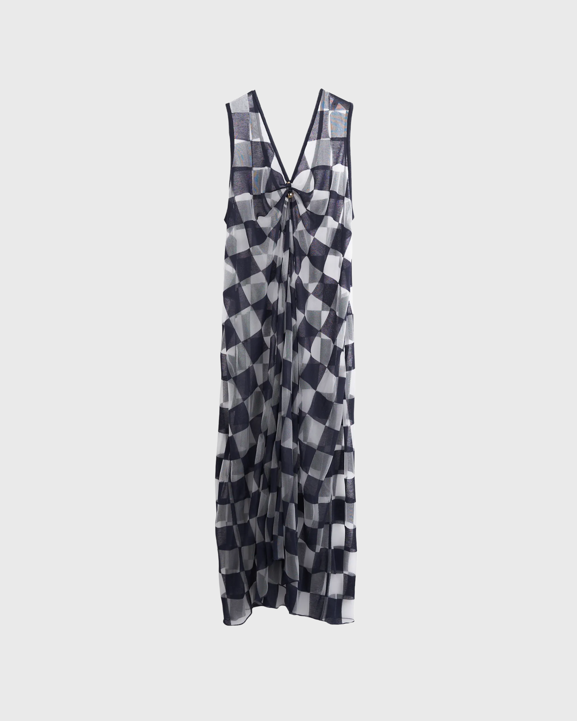 JAMIE - JACQUARD PLAID SLEEVELESS LONG DRESS