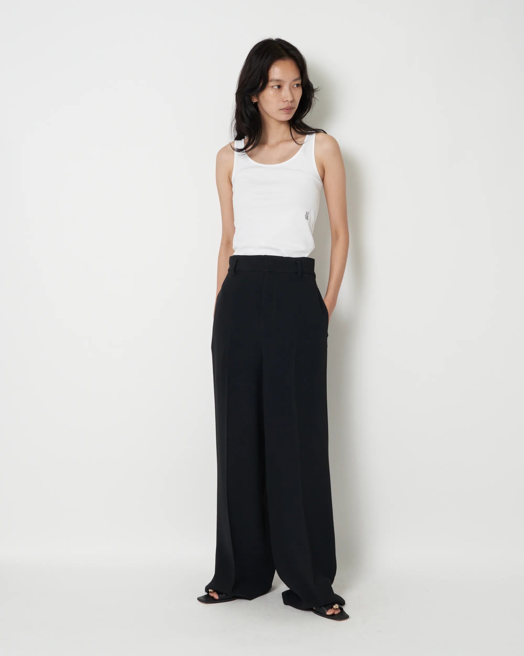 JAVELIN - WIDE SILHOUETTE VISCOSE CADY TROUSERS - BLACK