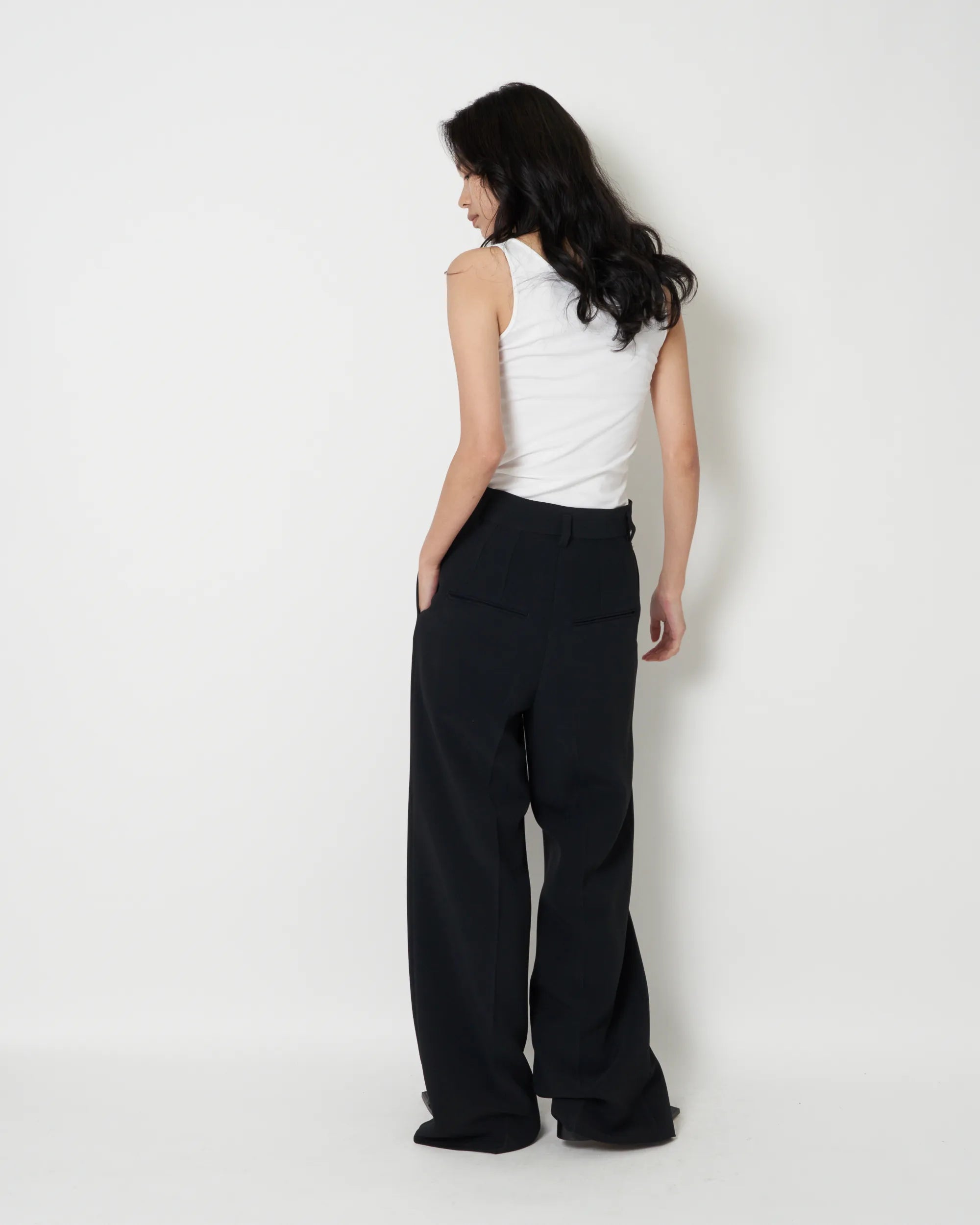 JAVELIN - WIDE SILHOUETTE VISCOSE CADY TROUSERS - BLACK