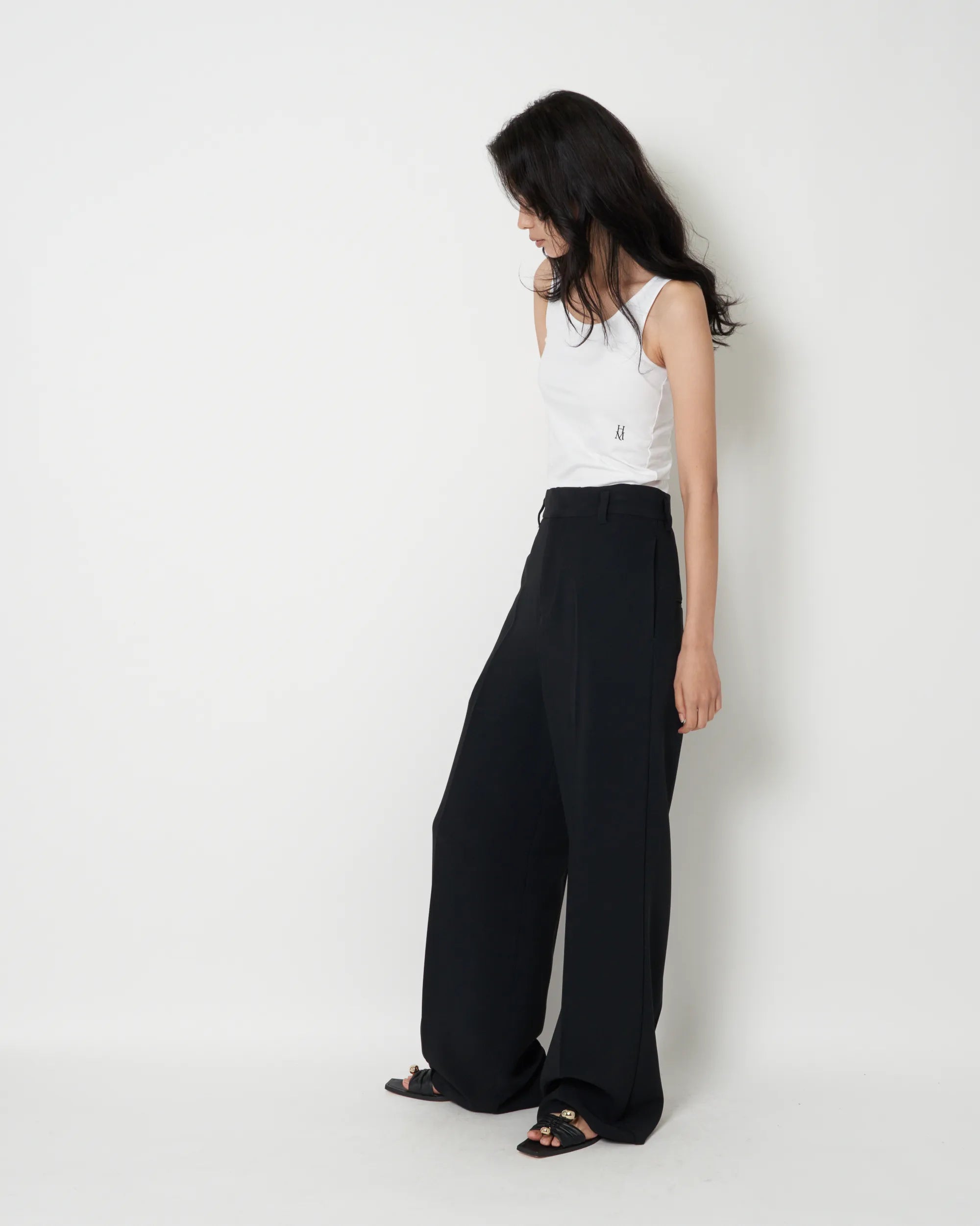 JAVELIN - WIDE SILHOUETTE VISCOSE CADY TROUSERS - BLACK