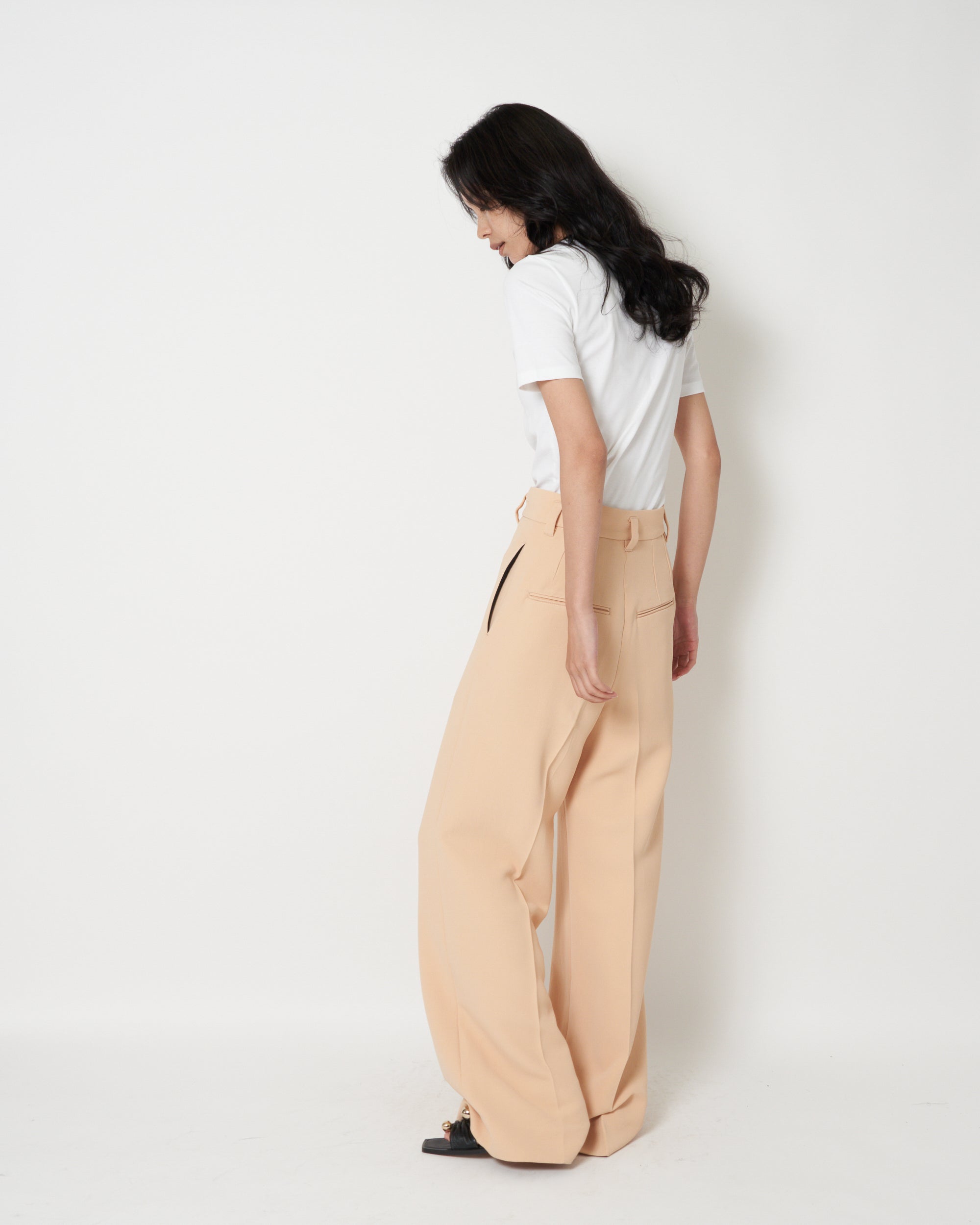 JAVELIN - WIDE SILHOUETTE VISCOSE CADY TROUSERS - BEIGE