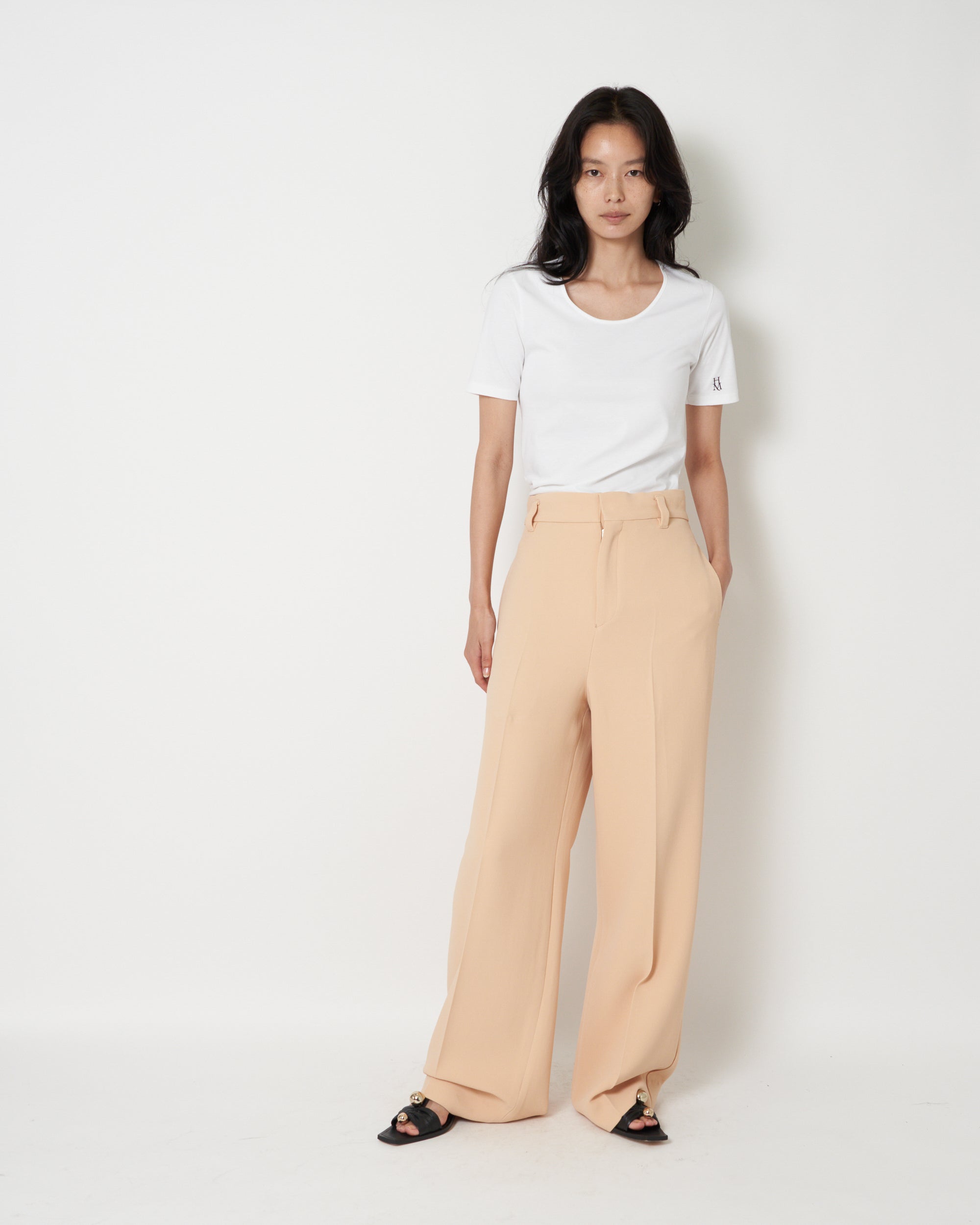 JAVELIN - WIDE SILHOUETTE VISCOSE CADY TROUSERS - BEIGE