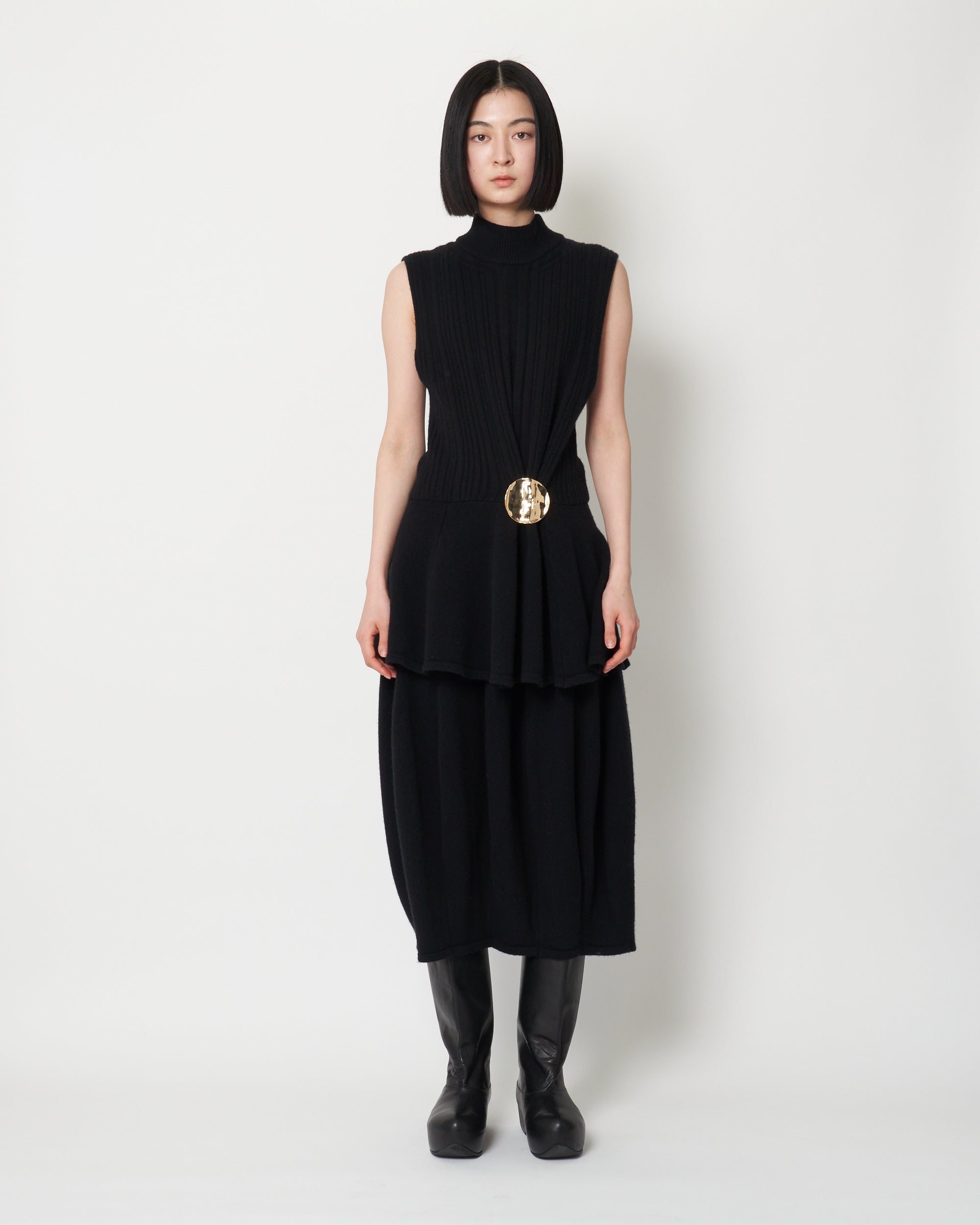 KALI - BOILED WOOL SLEEVELESS KNIT TOP