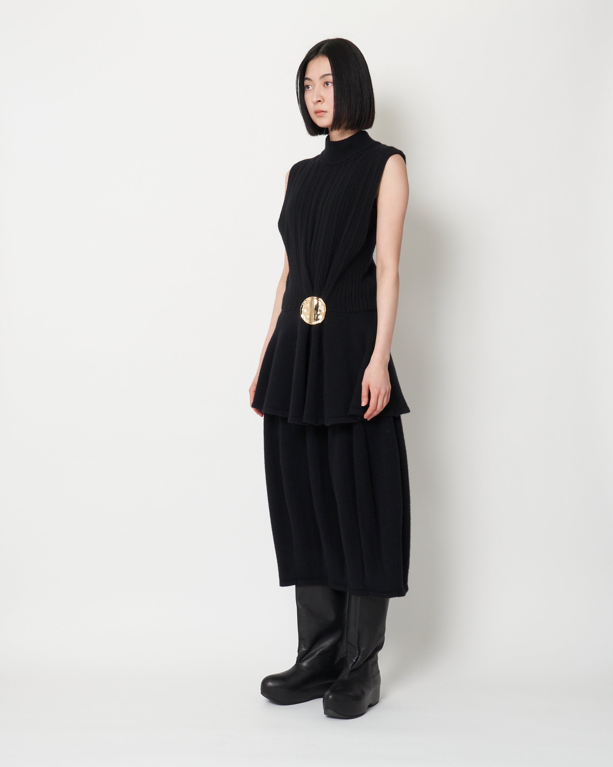 KALI - BOILED WOOL SLEEVELESS KNIT TOP