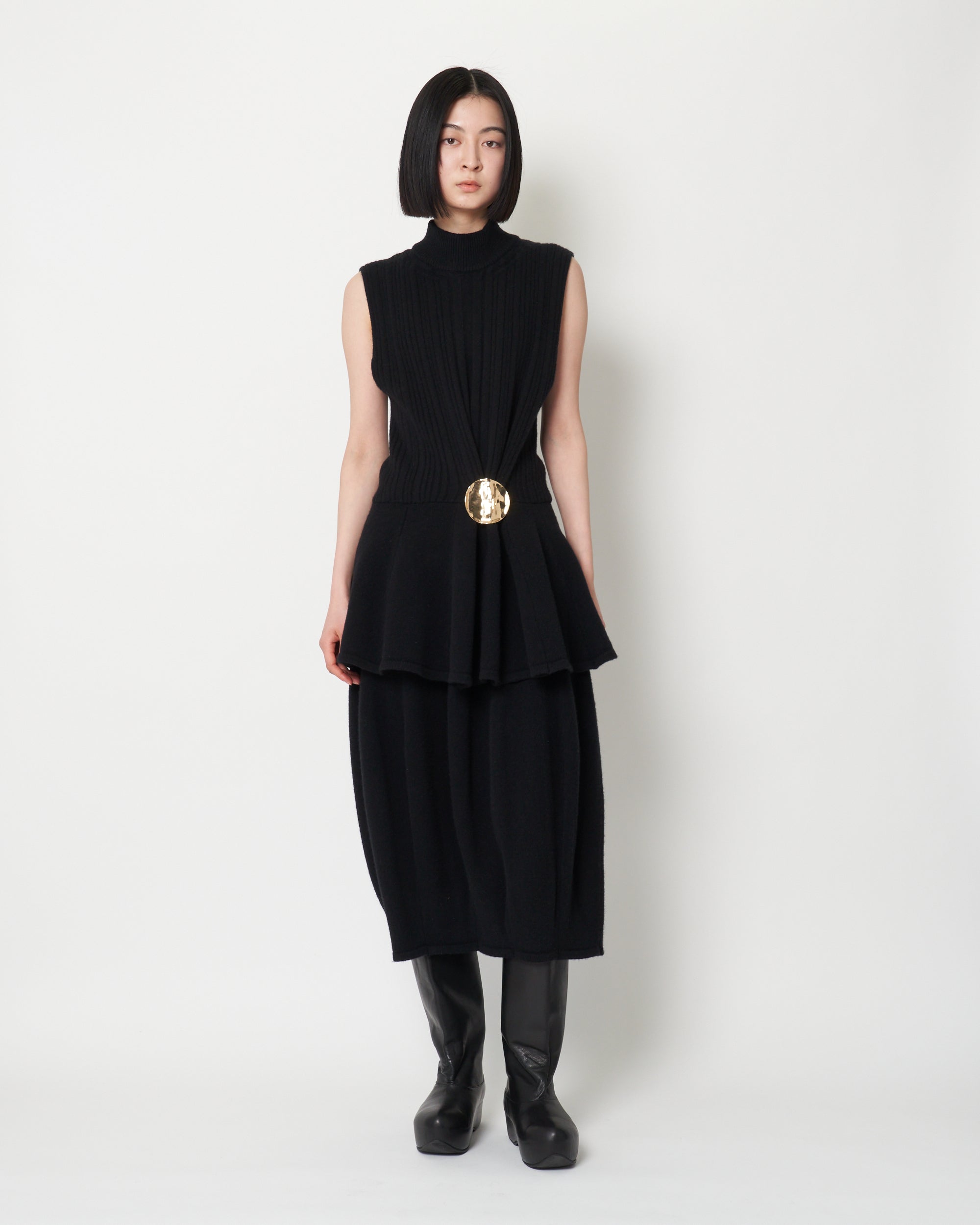 KALI - BOILED WOOL SLEEVELESS KNIT TOP