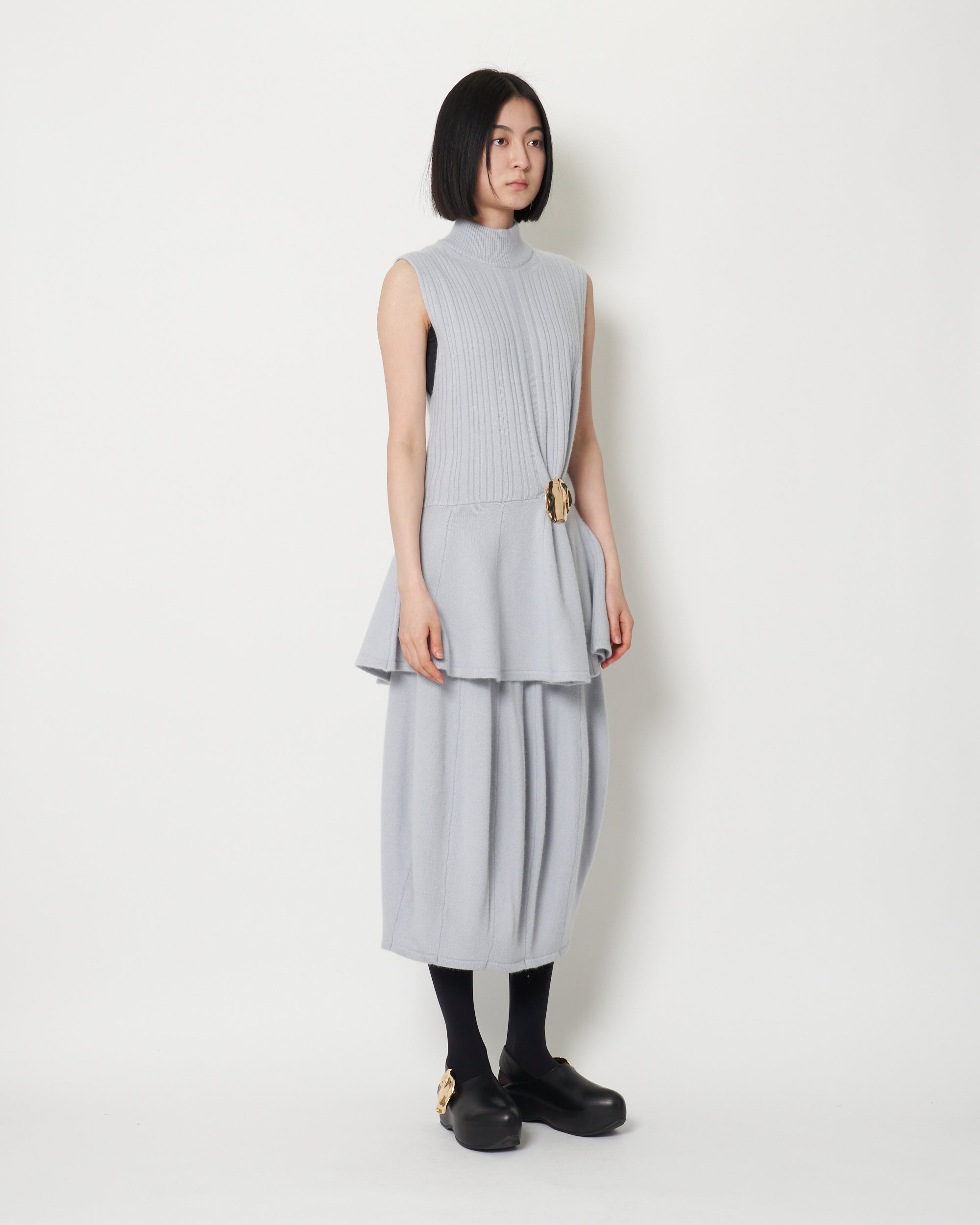 KALI - BOILED WOOL SLEEVELESS KNIT TOP