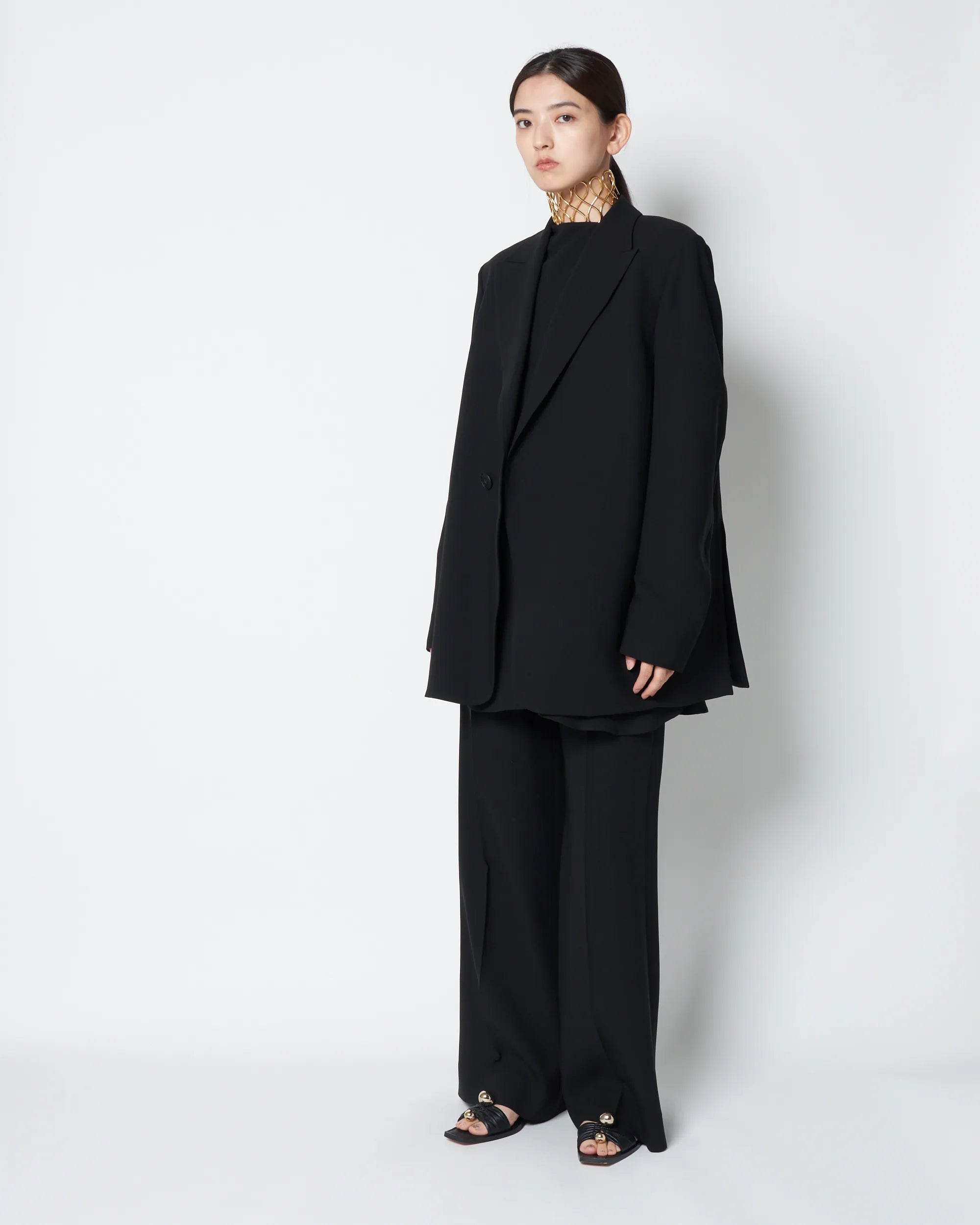 KRISTIN - SILK TAILORED JACKET - BLACK