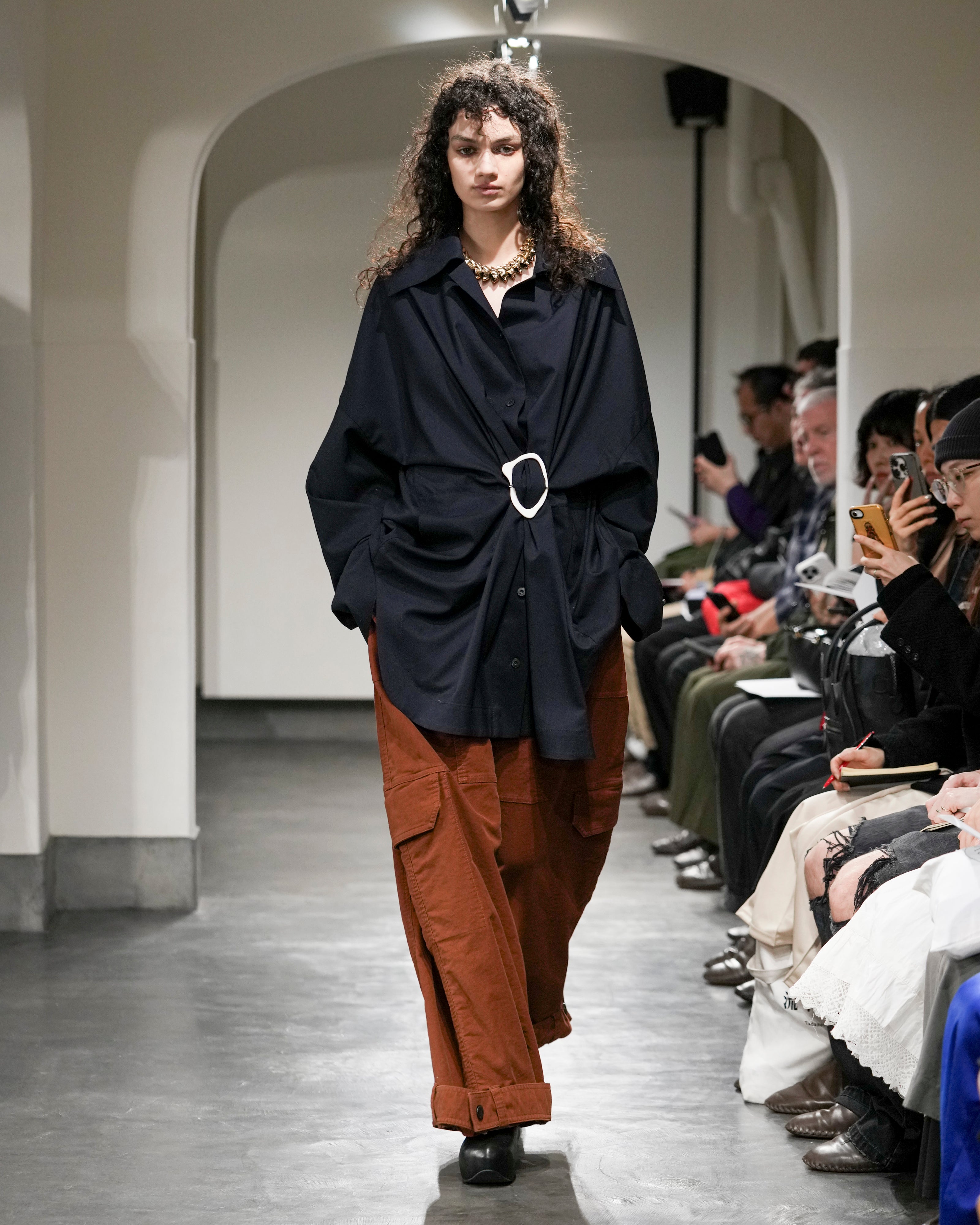 MARIALUISA - WOOL GATHERED SHIRT WITH BUCKLE