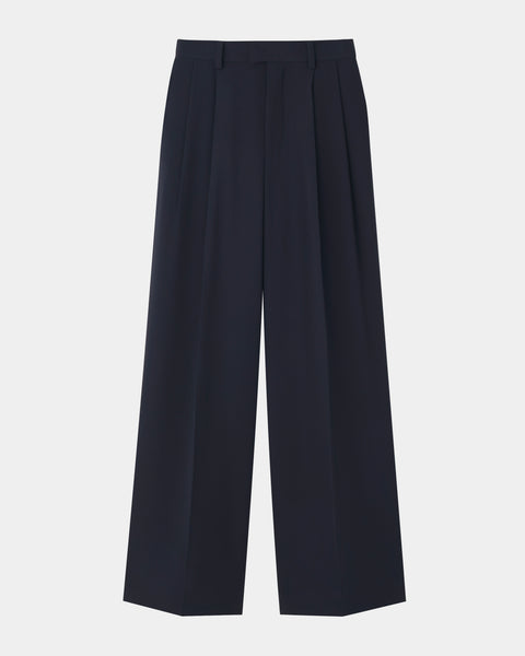 ISPARTA - WIDE SILHOUETTE SATIN TUCKED TROUSERS