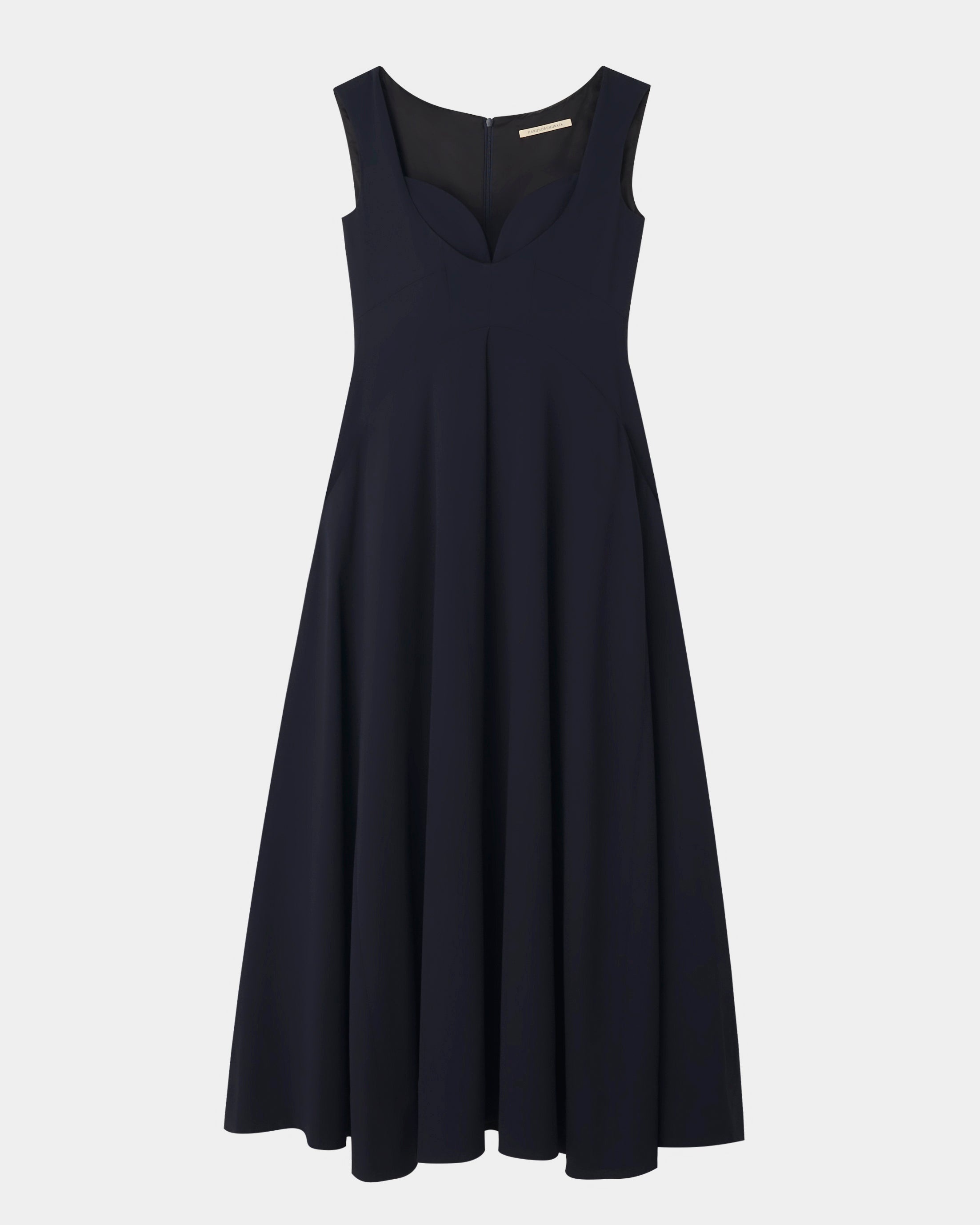 INES - BACK SATIN FLARE DRESS