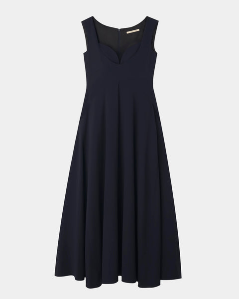 INES - BACK SATIN FLARE DRESS
