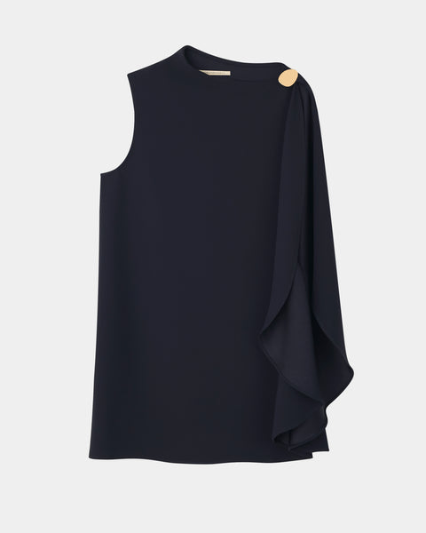 LEVI - BACK SATIN ASYMMETRY DRAPED BLOUSE