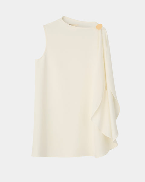 LEVI - BACK SATIN ASYMMETRY DRAPED BLOUSE