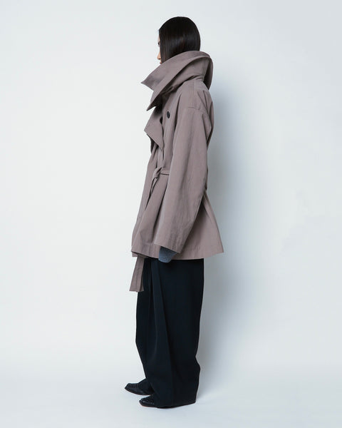 【PRE ORDER】OLETTE - DOUBLE LAYERED COTTON SHORT TRENCH COAT