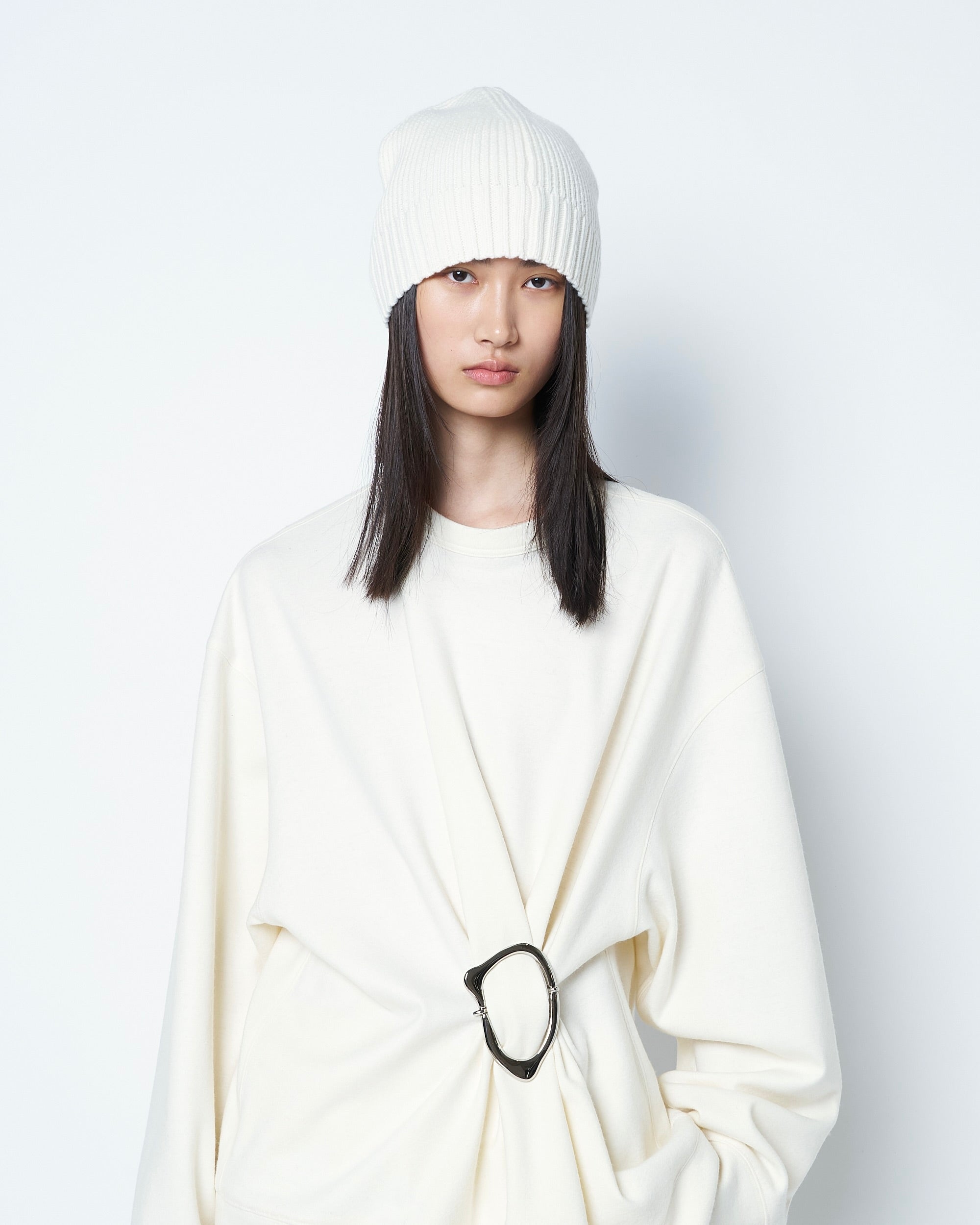 OATH - VIRGIN WOOL GATHERED SWEATER WITH BUCKLE