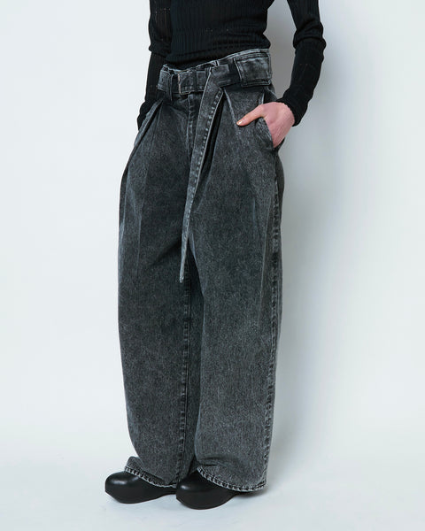 ODETTE - DENIM BELTED PANTS
