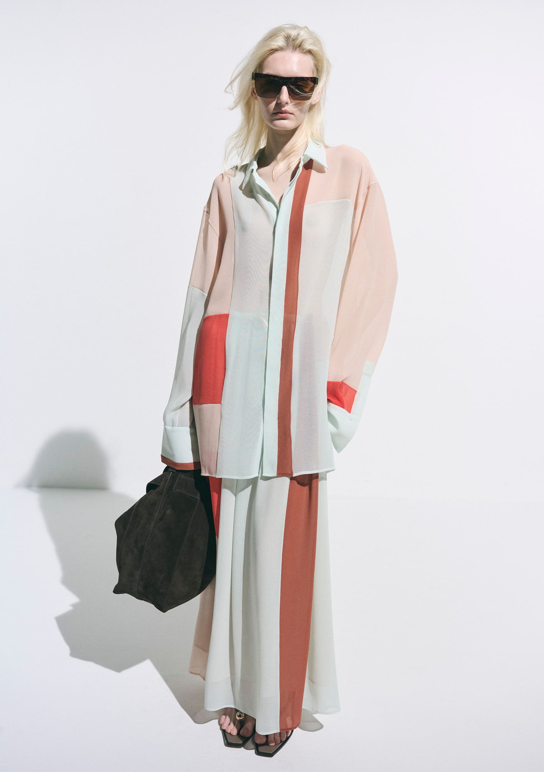 【PRE ORDER】PHOEBE - COLOUR BLOCK SHEER SHIRT