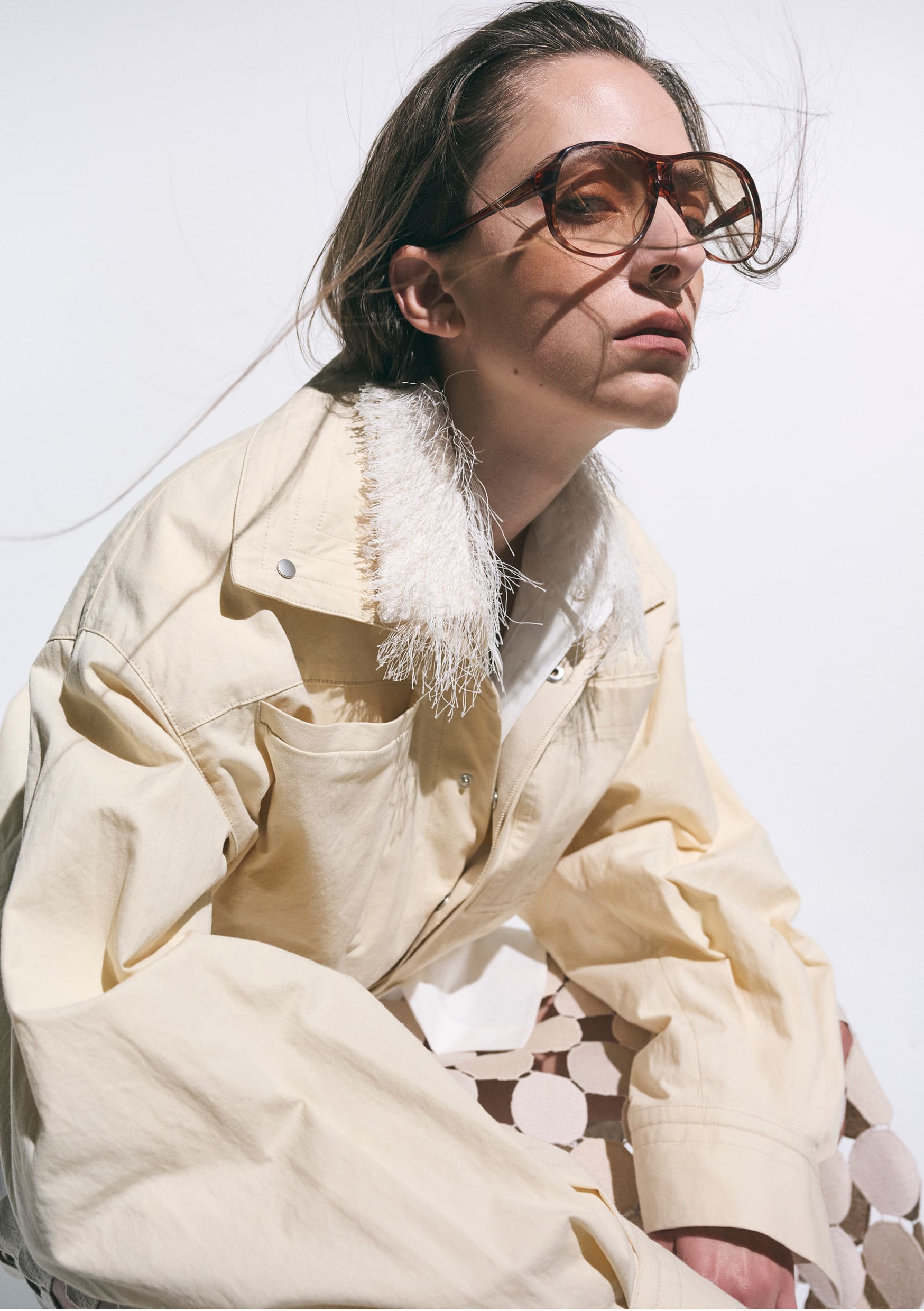 【PRE ORDER】PEGGY - STAND COLLAR BELTED COTTON JACKET