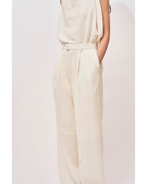 ISPARTA - WIDE SILHOUETTE SATIN TUCKED TROUSERS