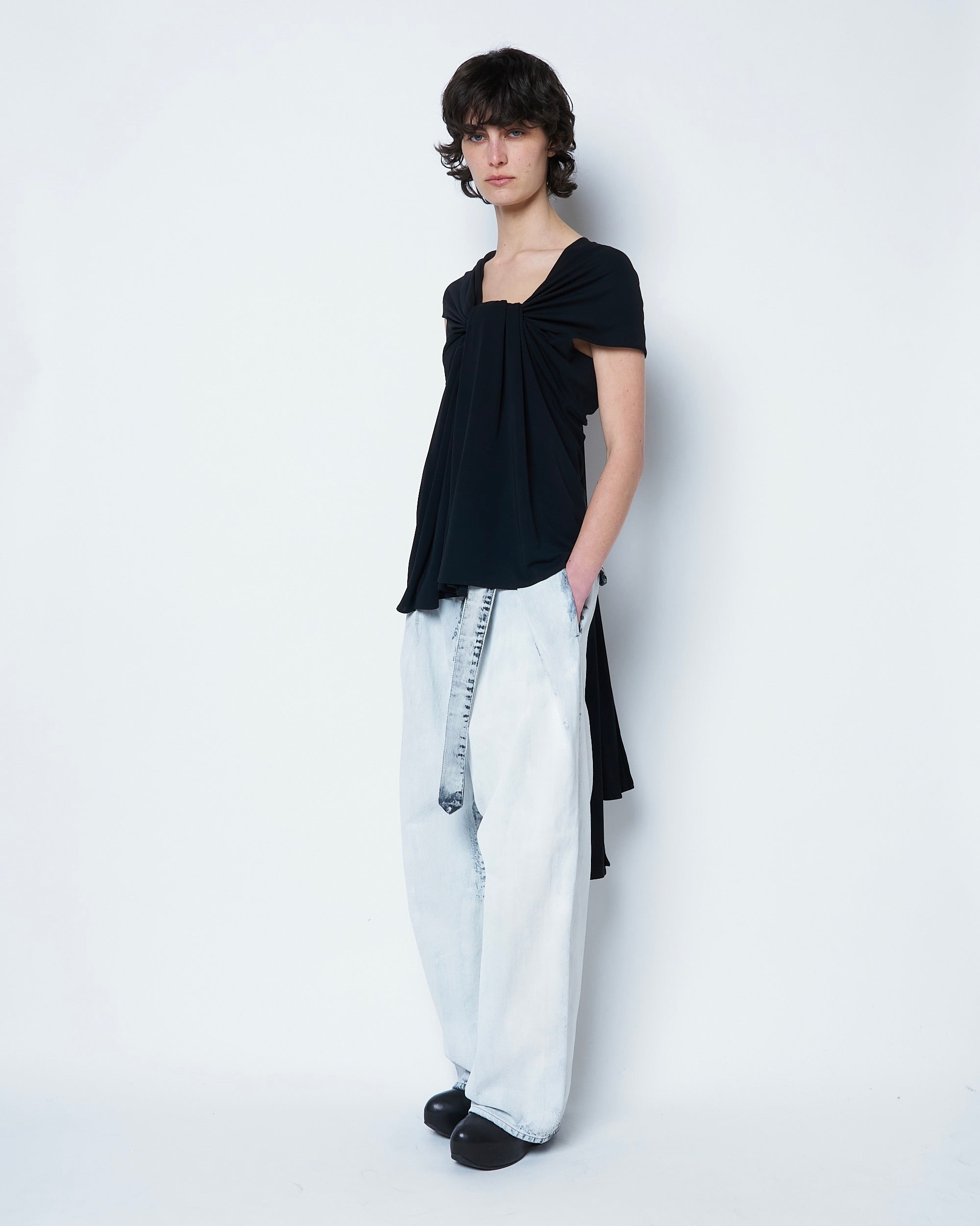 【COMING SOON】ODETTE - BLEACHED DENIM BELTED PANTS