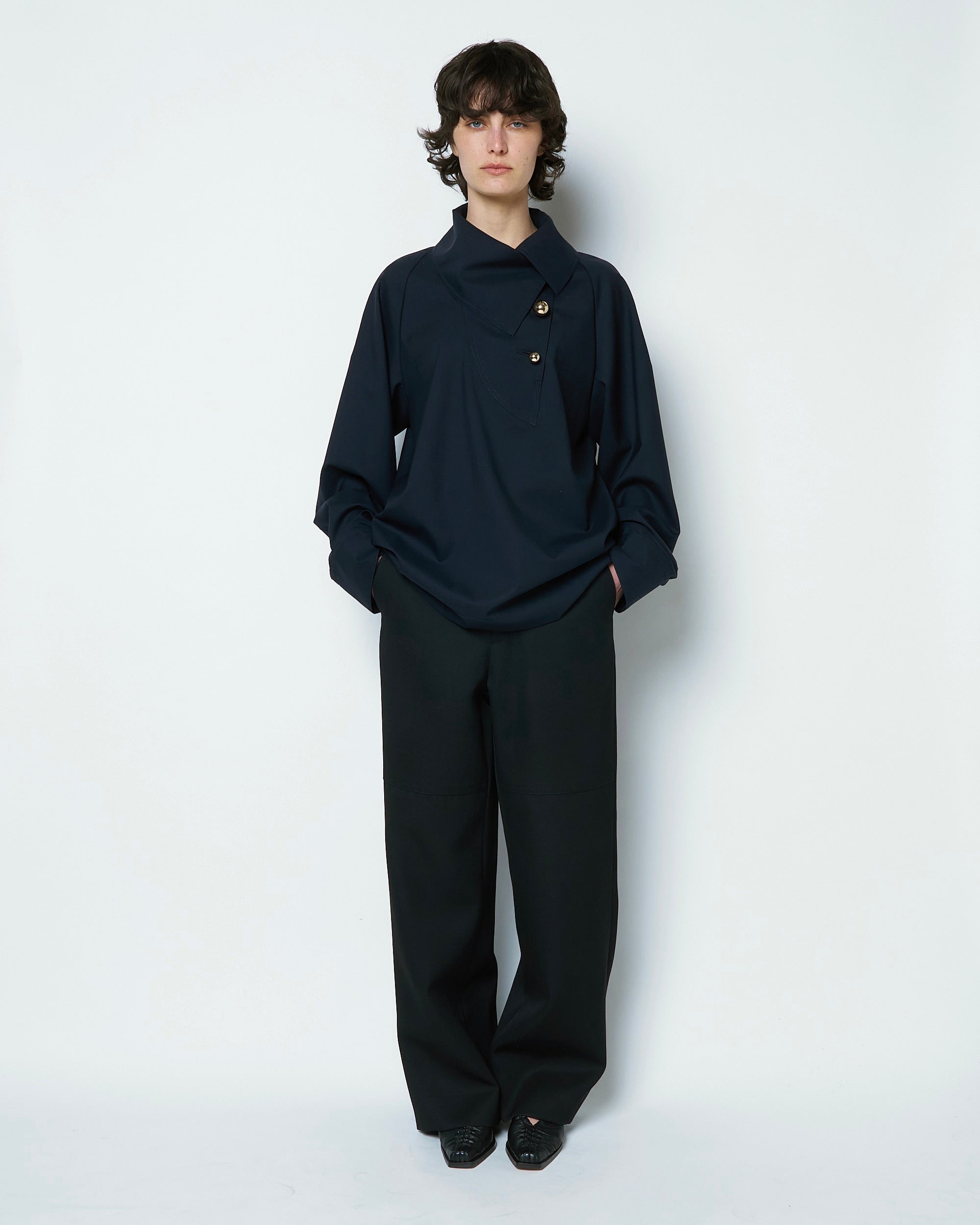 【COMING SOON】OVELIA - 2WAY WOOL BLOUSE WITH BUTTONS