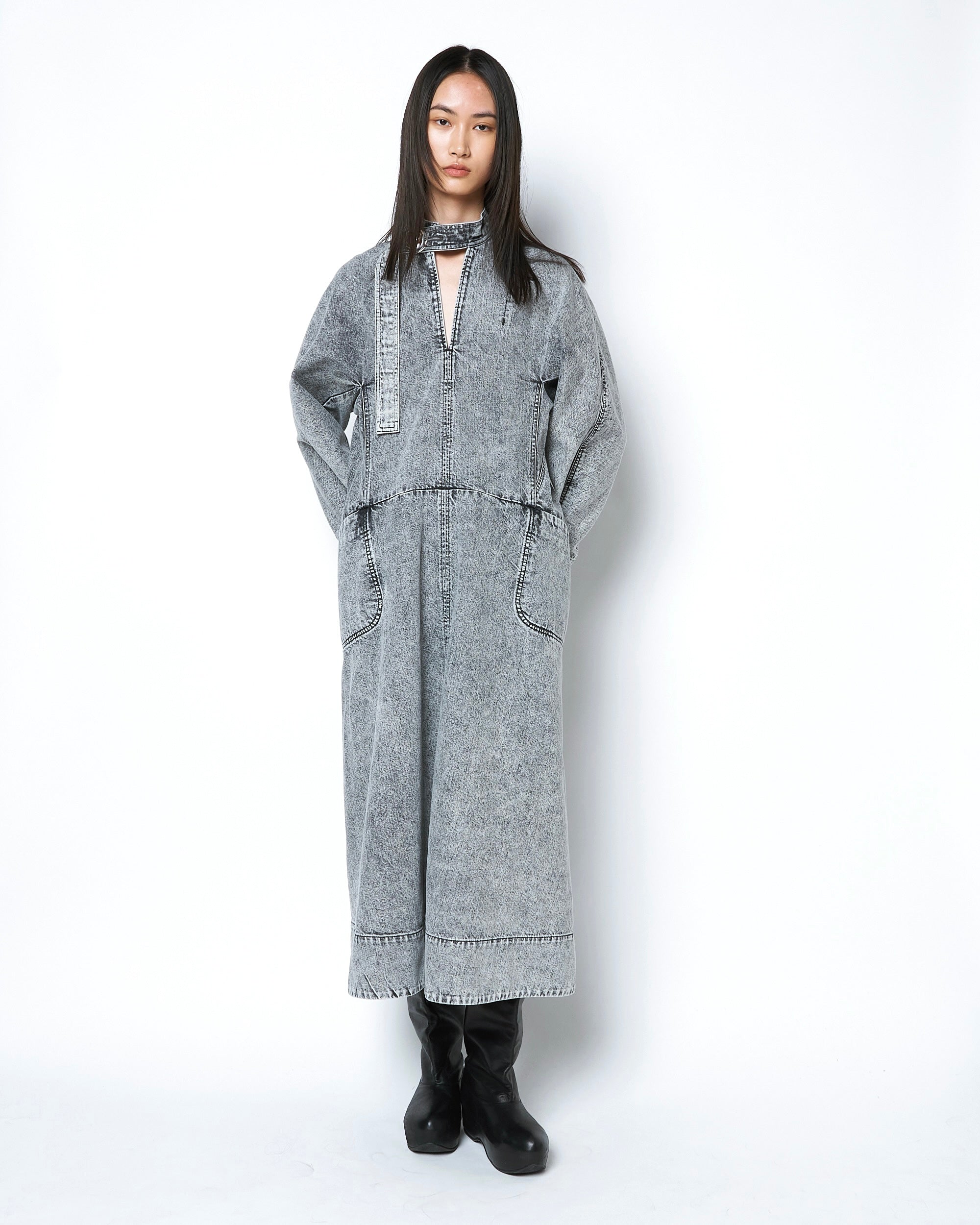 ELIANA - ROUND SHAPED VOLUME DENIM DRESS