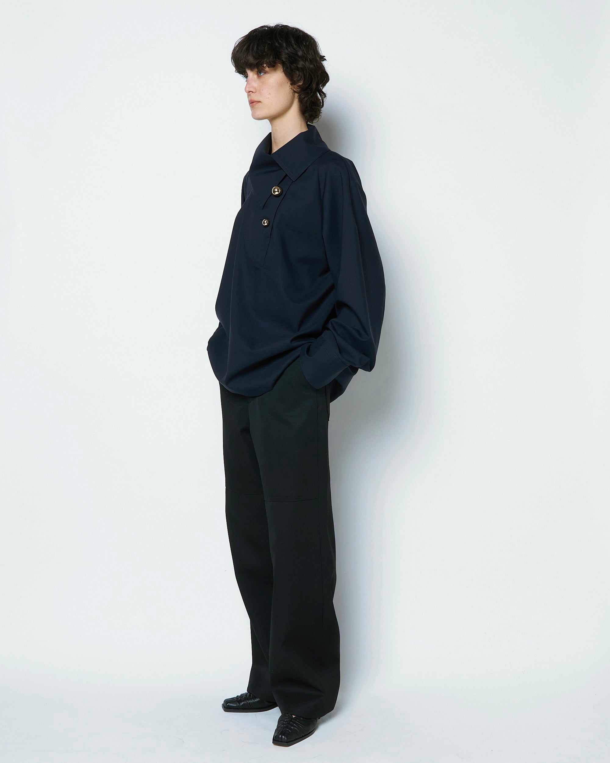 【COMING SOON】OVELIA - 2WAY WOOL BLOUSE WITH BUTTONS