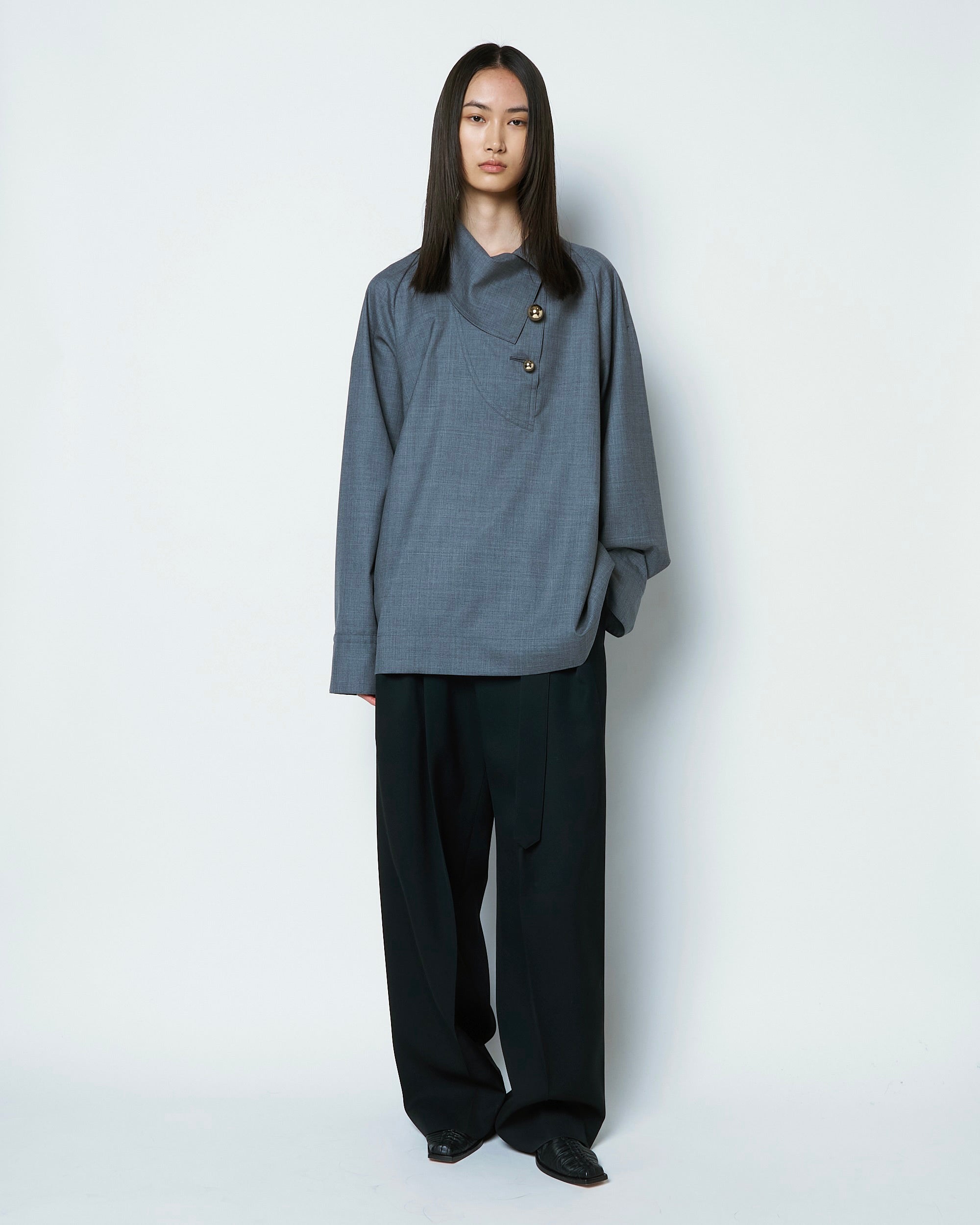 【COMING SOON】OVELIA - 2WAY WOOL BLOUSE WITH BUTTONS